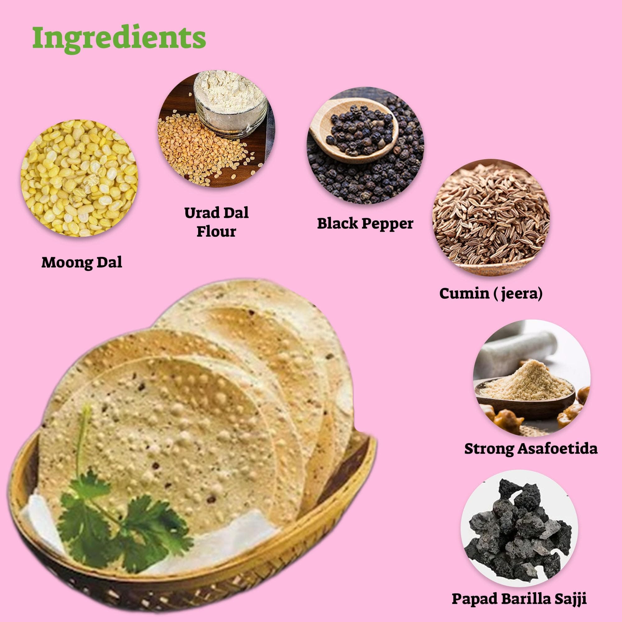 Marwar Rajasthani Moong Dal Plain Papad 400gm | Low Spicy Handmade Sada Pappadam | Zipper Pack Appadam | Size: 7Inch, Contains 28-30 Papads | Perfect Snack or Meal Side — image 3
