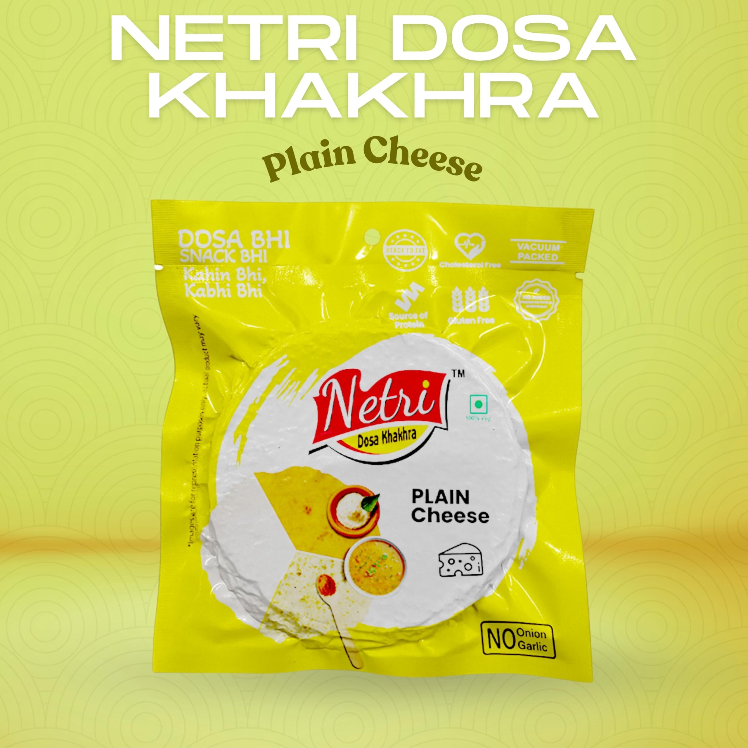 Netri Cheese Dosa Khakhra - 50 gms each, Pack of 4 | Ready to Eat Traditional Khakhra Snacks | Gluten Free Khakhras | Vacuum Packed Khakra Fresh Gujarati Snacks with No Onion & No Garlic | Roasted Dosa Khakhras — image 5