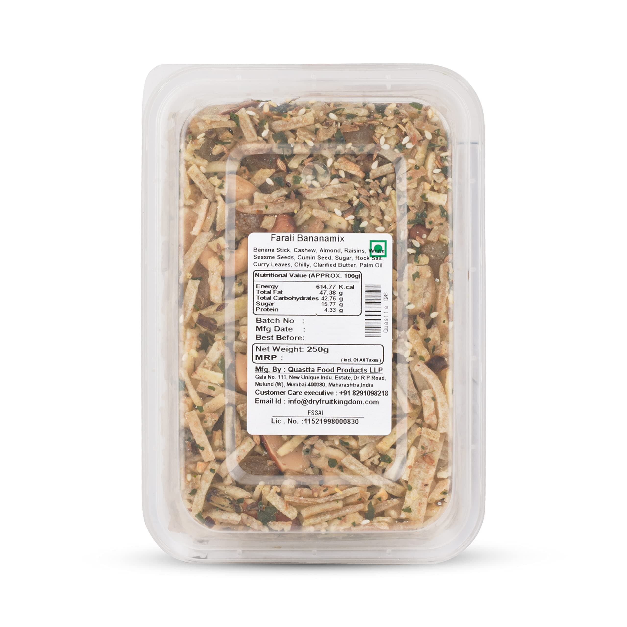 Quastta Dryfruit Kingdom Farali Banana Mix, Jain, Kela Chiwda For Upvas, Snack For Fasting, Tasty Banana Snacks, Contains Dry Fruits And Sugar Salt And Spices, 250G — image 2