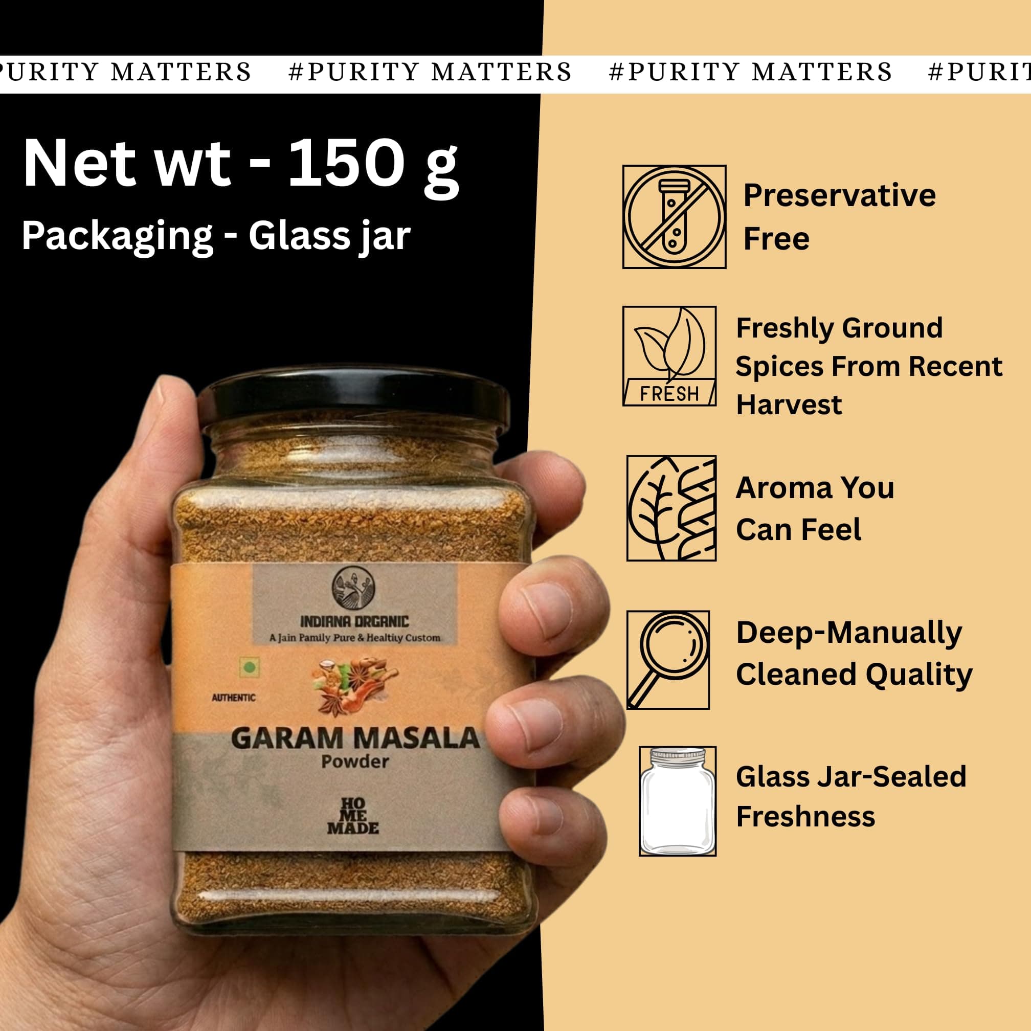 Indiana Organic Garam Masala Powder – Roasted Whole Spice Blend |150 Gram | Freshly pack on order | No Red chilli garam masala | No onion and garlic. — image 7