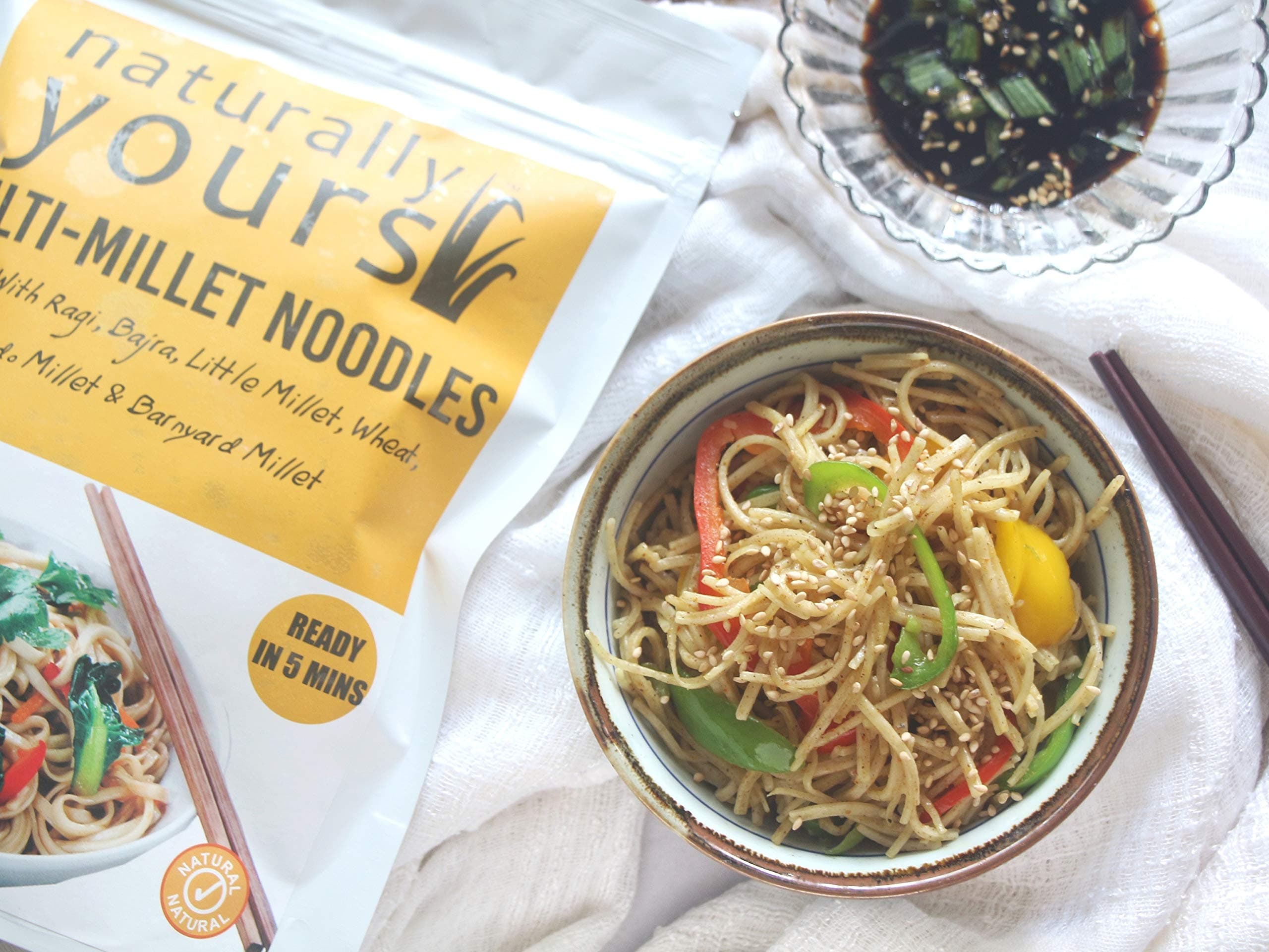 Naturally Yours Multi Millet Hakka Noodles | Ragi, Bajra, Little, Kodo & Barnyard Millet with Whole Wheat | No Maida, No Onion No Garlic, Jain Friendly, Vegan, Preservative Free | 180g Pack of 2 — image 5