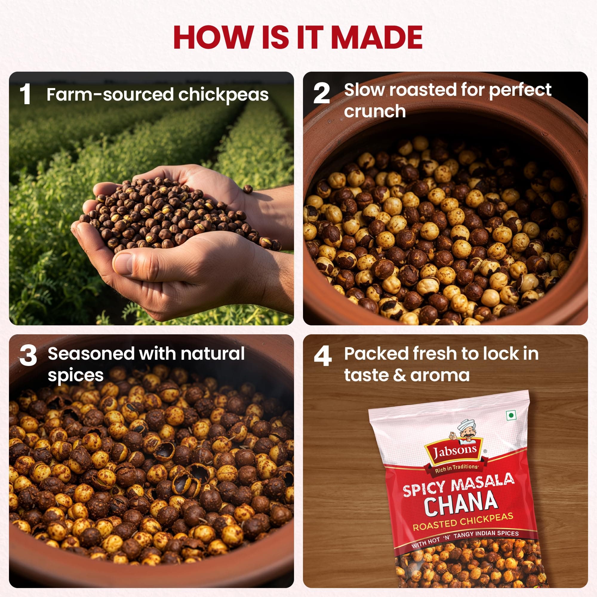 Jabsons Roasted Chana Spicy Masala, 150g | Protein-Rich Healthy Namkeen | No Onion No Garlic | Gluten-Free Roasted Chickpeas | Ready to Eat Masala Chana Snack — image 5