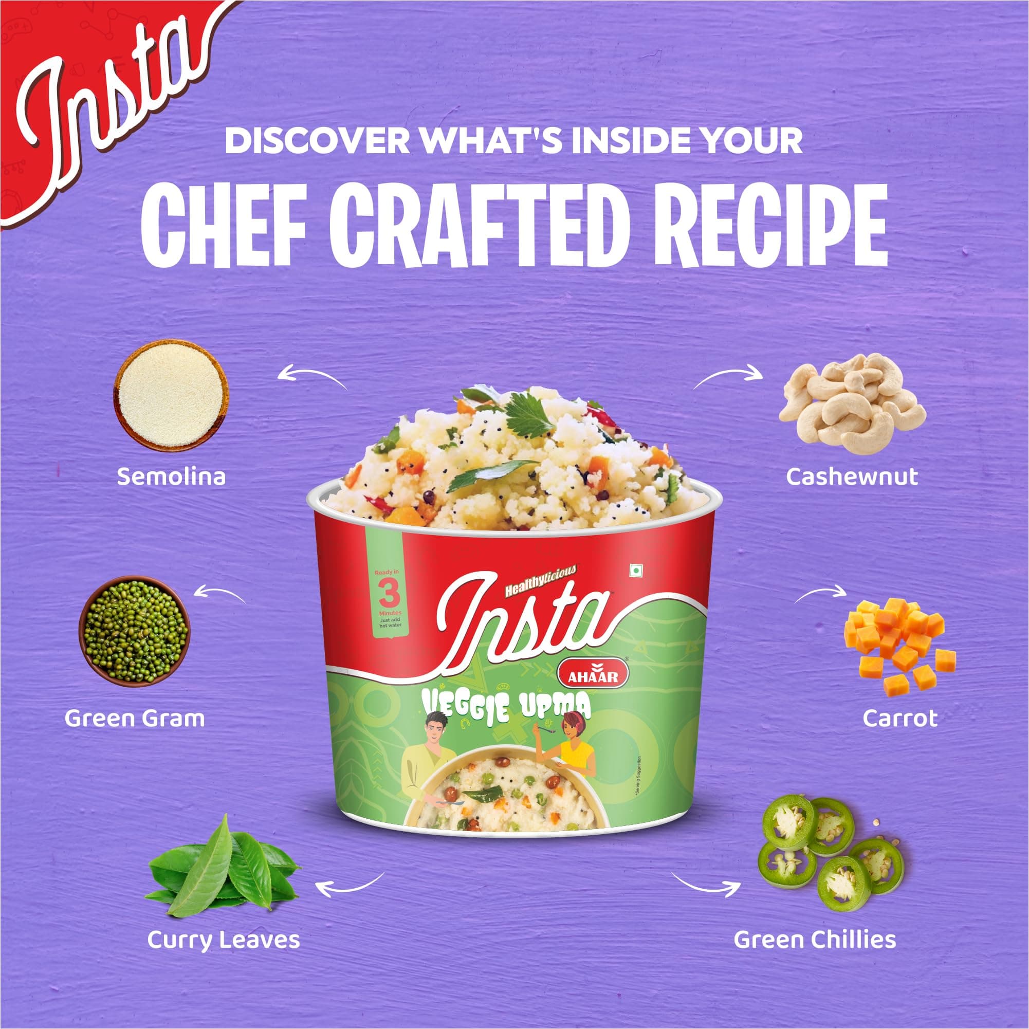 Insta Ahaar Ready To Eat Upma, Cuppa 80g Pack of 1 — image 5