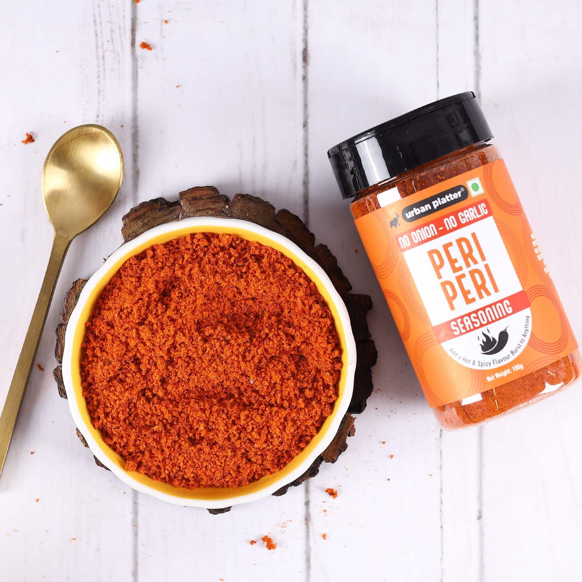 Urban Platter Jain Peri Peri Seasoning, 100g (Signature African-Style Spice Blend | Onion & Garlic- free | Great For Fries, Popcorn, Makhanas & Marinades) — image 6