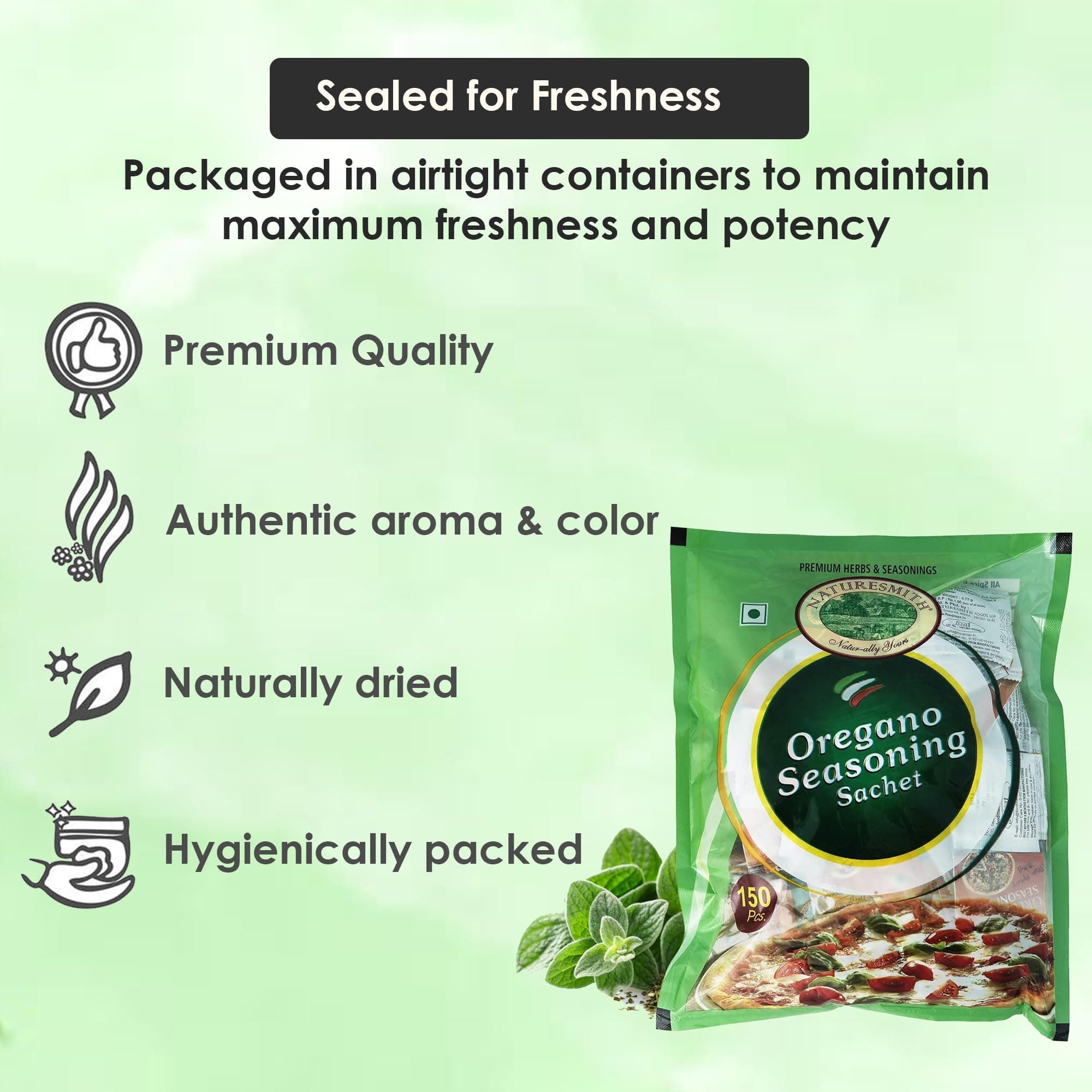 NATURE SMITH Oregano Seasoning Sachet | 150 Pcs Sachet In Packet | Ready to Use Pouch |,112 Gm — image 2