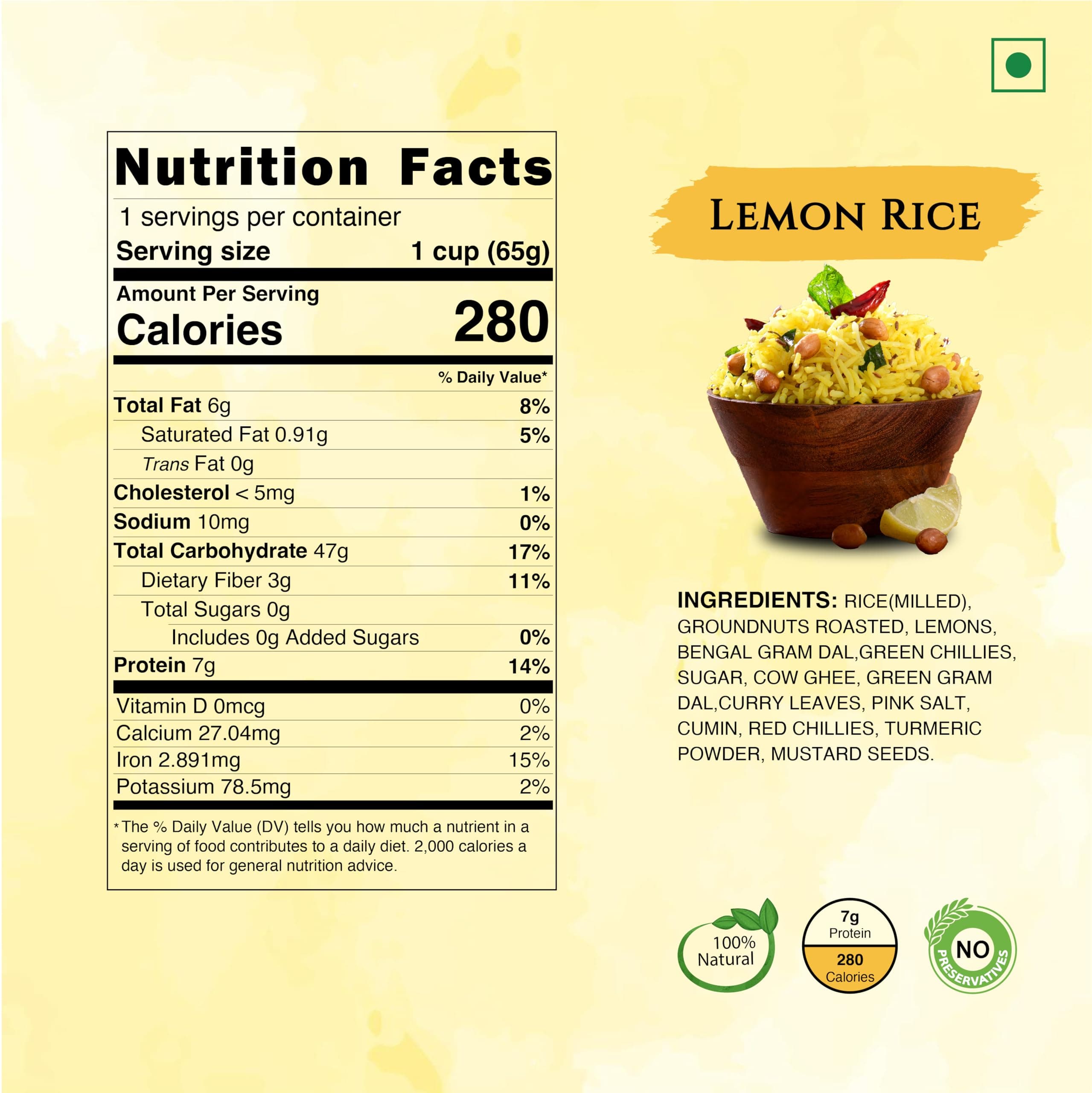 Instabites Ready To Eat Combo of Lemon Rice - Rasam Rice - Dal Rice, No Added Preservatives and Ready to Eat in Minutes - Pack of 3 — image 3
