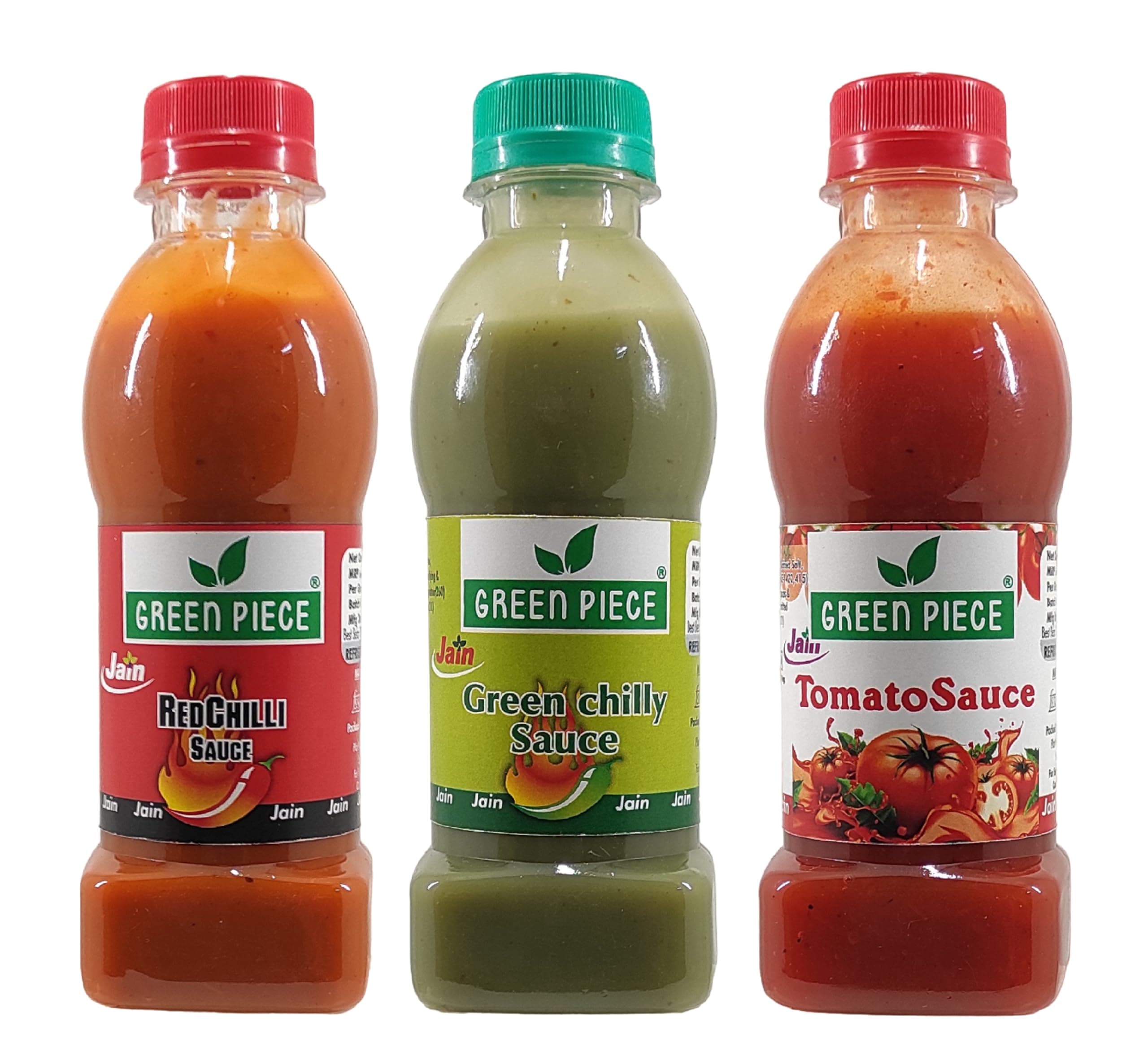 Green Piece Jain Sauce Without Onion/garlic/Potato Tomato Sauce (200gm),Green Chilli Sauce (200gm) and Red Chilli Sauce (200gm) (Pack of 3) (600 g) — image 2