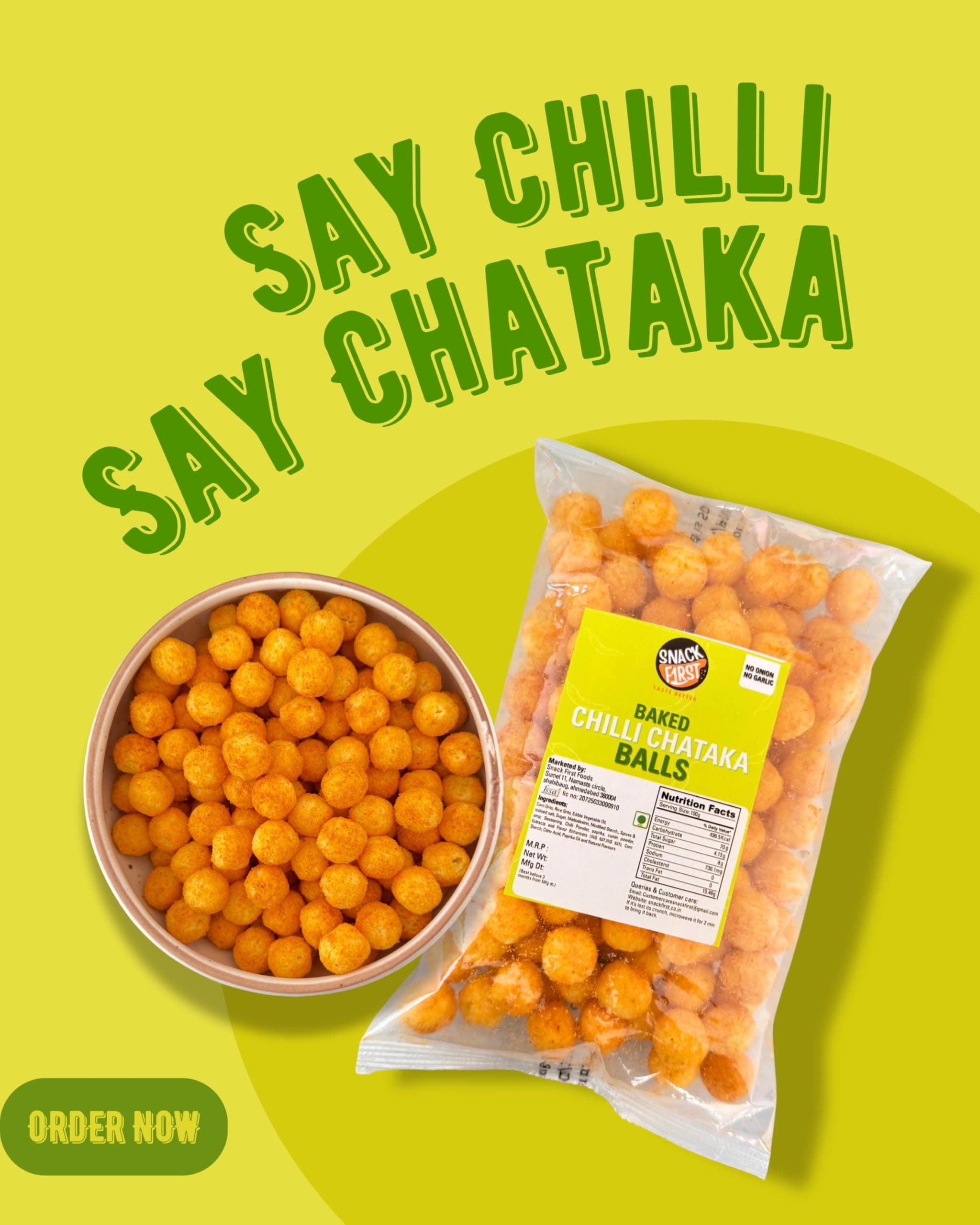 Snack First Chilli Chataka Balls, Corn balls, Combo of 2, No Onion No Garlic, Puffed Snack, Healthy Snack, Namkeen, 160g (80gx2) — image 3