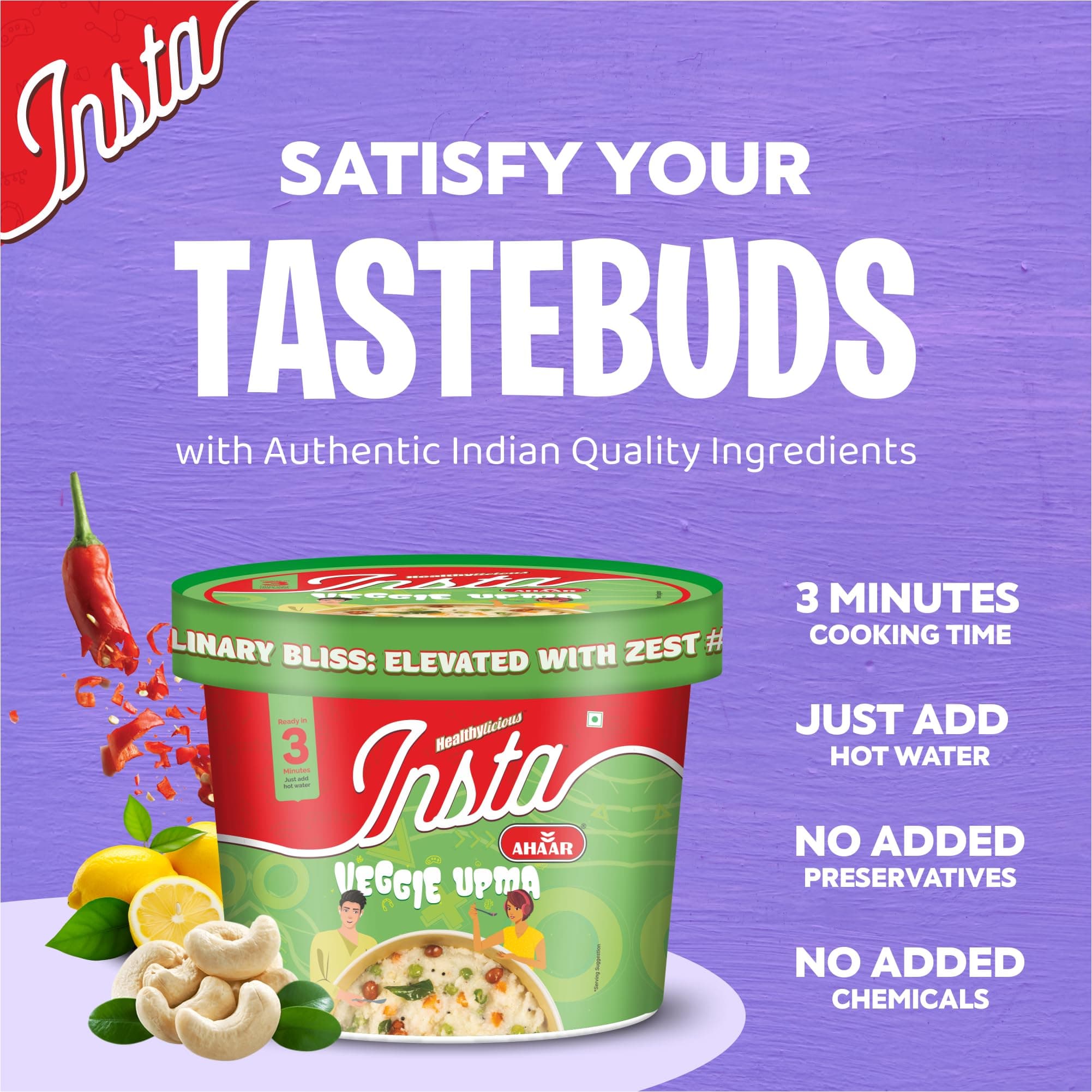 Insta Ahaar Ready To Eat Upma, Cuppa 80g Pack of 1 — image 4
