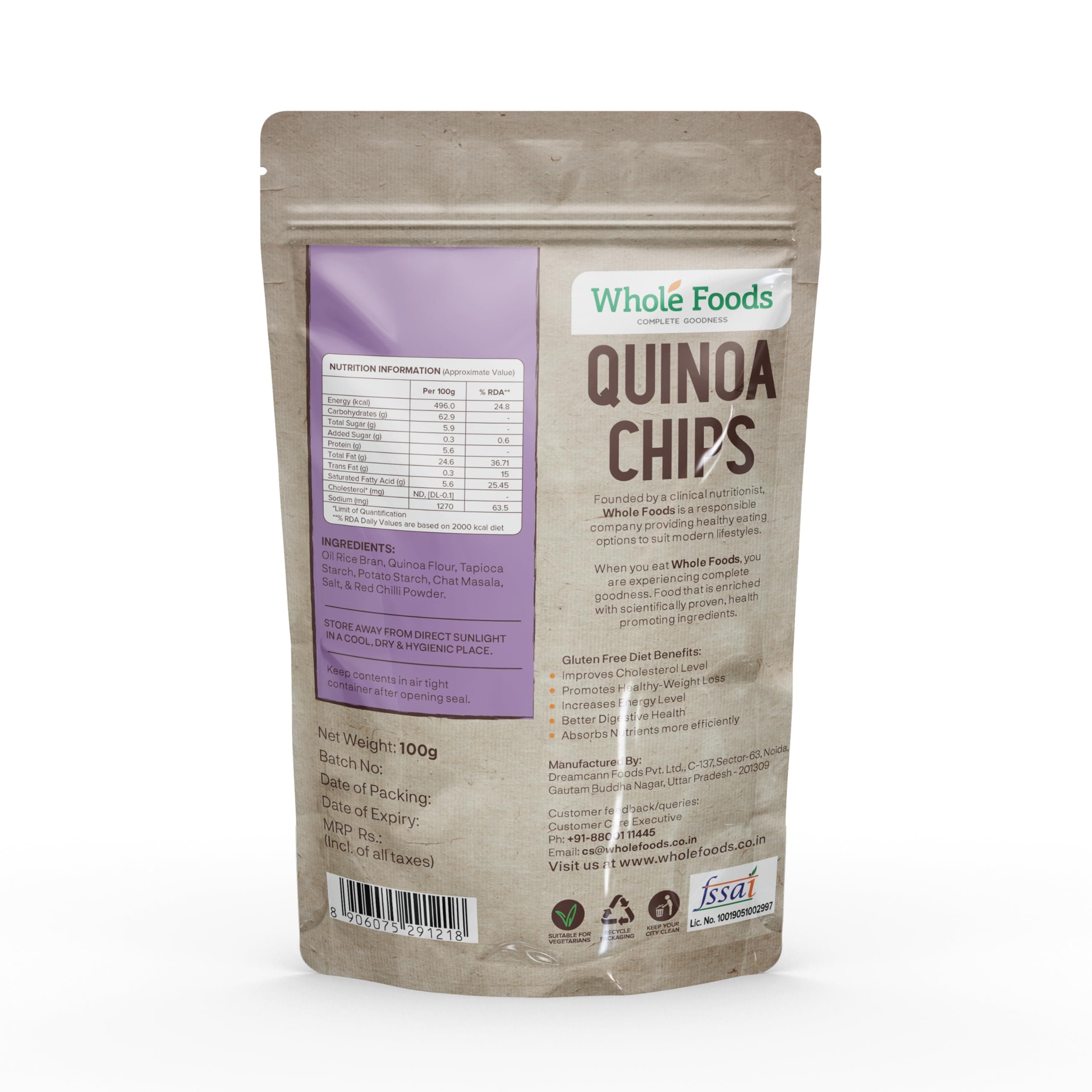 Whole Foods Gluten Free Quinoa Chips | 100G — image 3
