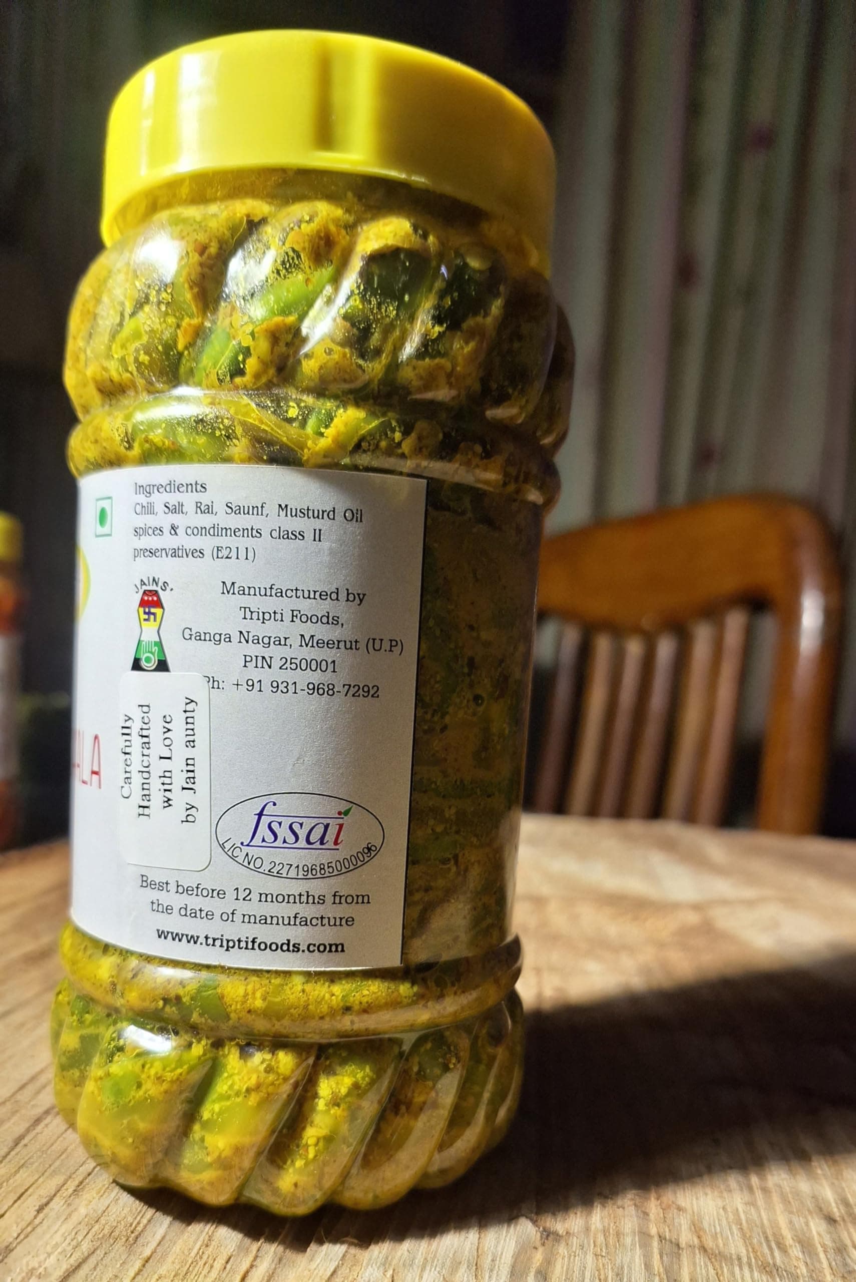 Laveena's Tripti SPECIAL MASALA MIRCH, carefully handcrafted with love by jain aunty! Rajasthani flavoured मट्ठा मिर्ची, green chilly pickle with less oil (Pack Of 1, 400 GR) — image 5