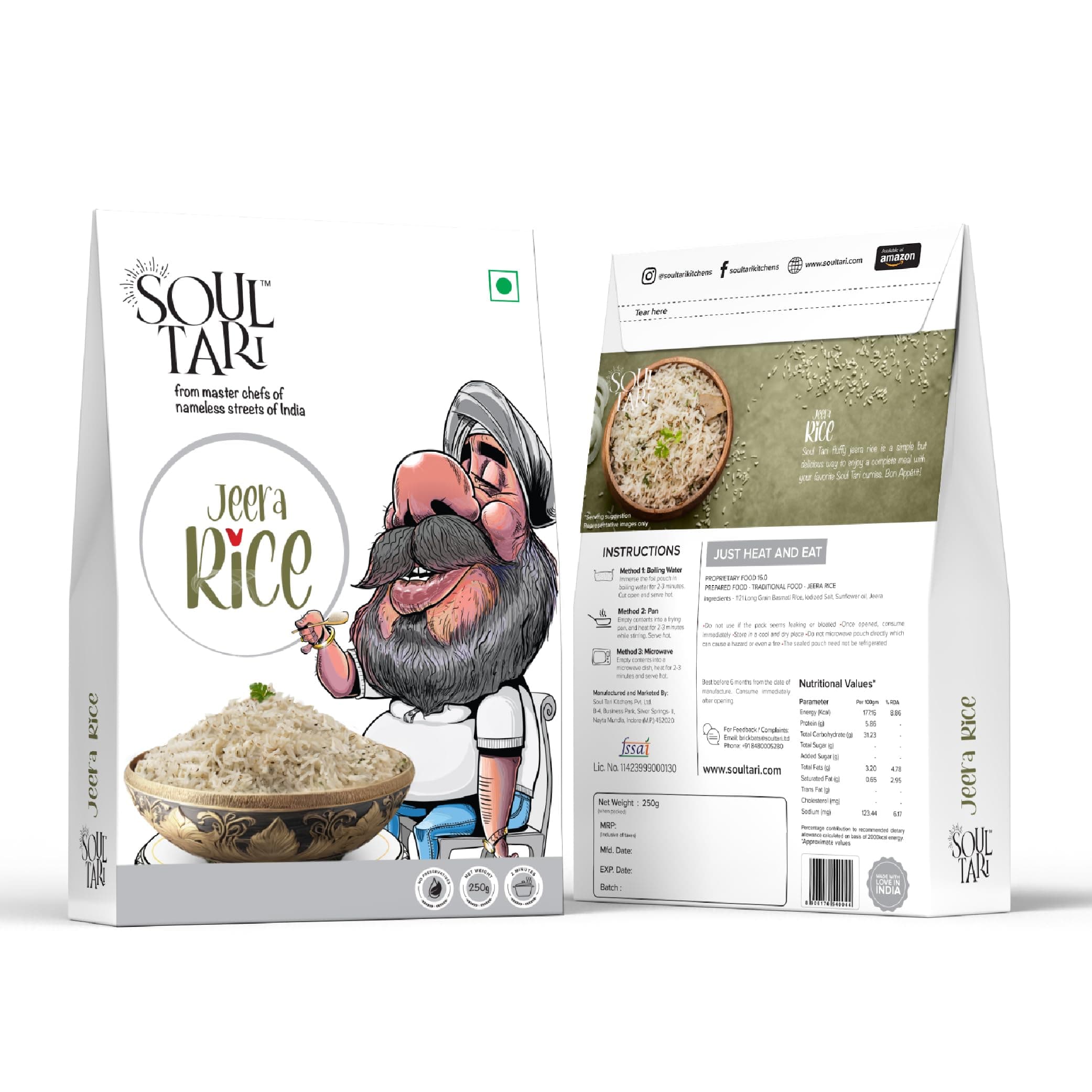 SOULTARI Ready To Eat Jeera Rice | Fluffy White Basmati Rice Tempered With Jeera | Just Heat And Eat | 250 Gram | Pack Of 2 | — image 4