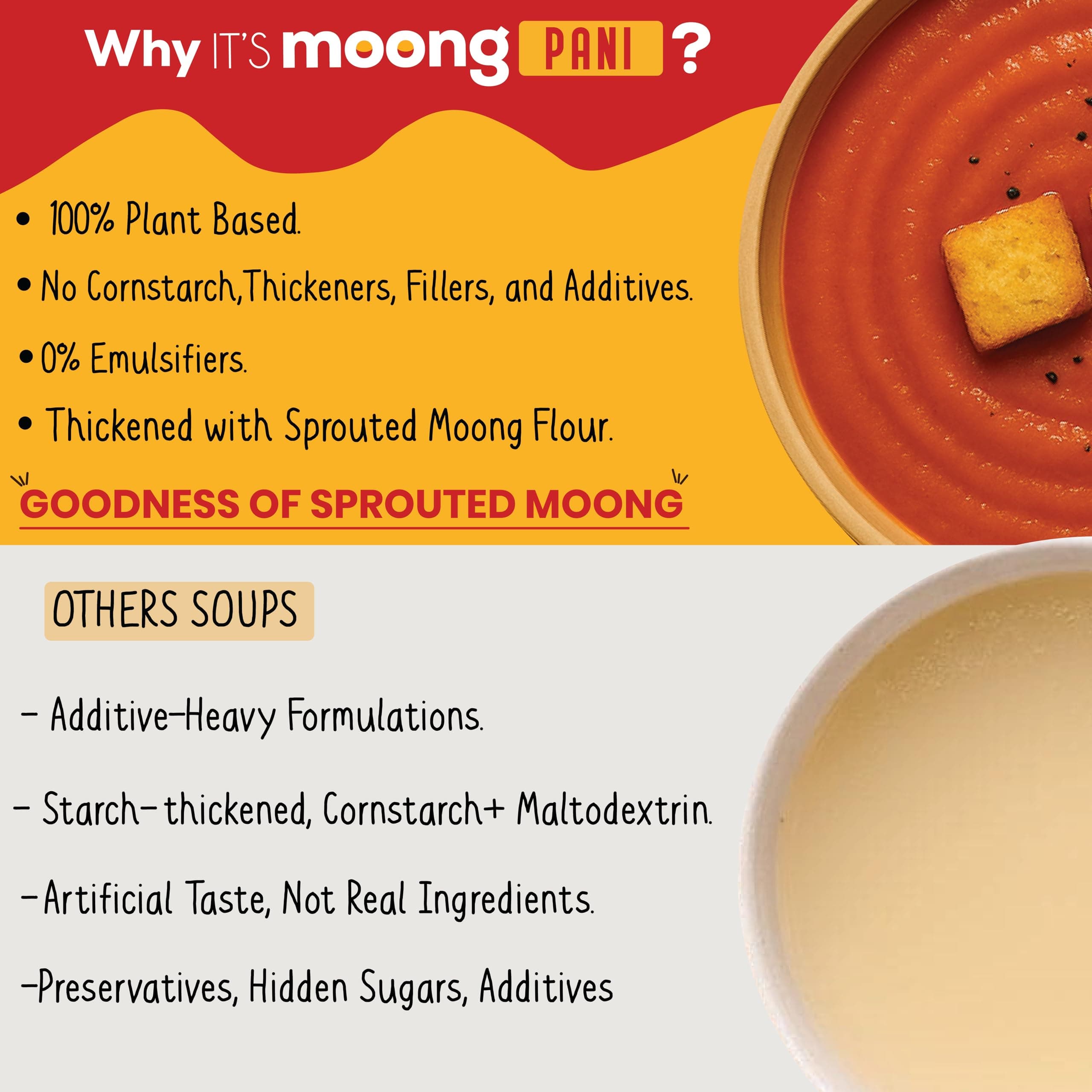 IT's Moong Pani (Soups) | Spicy Tomato | Zero Cornstarch Soups (Pack of 1) | All-Natural | Zero Fillers, Zero Preservatives, Pure Nutrition | 50gms | Easy on the gut, easy digestibility — image 5