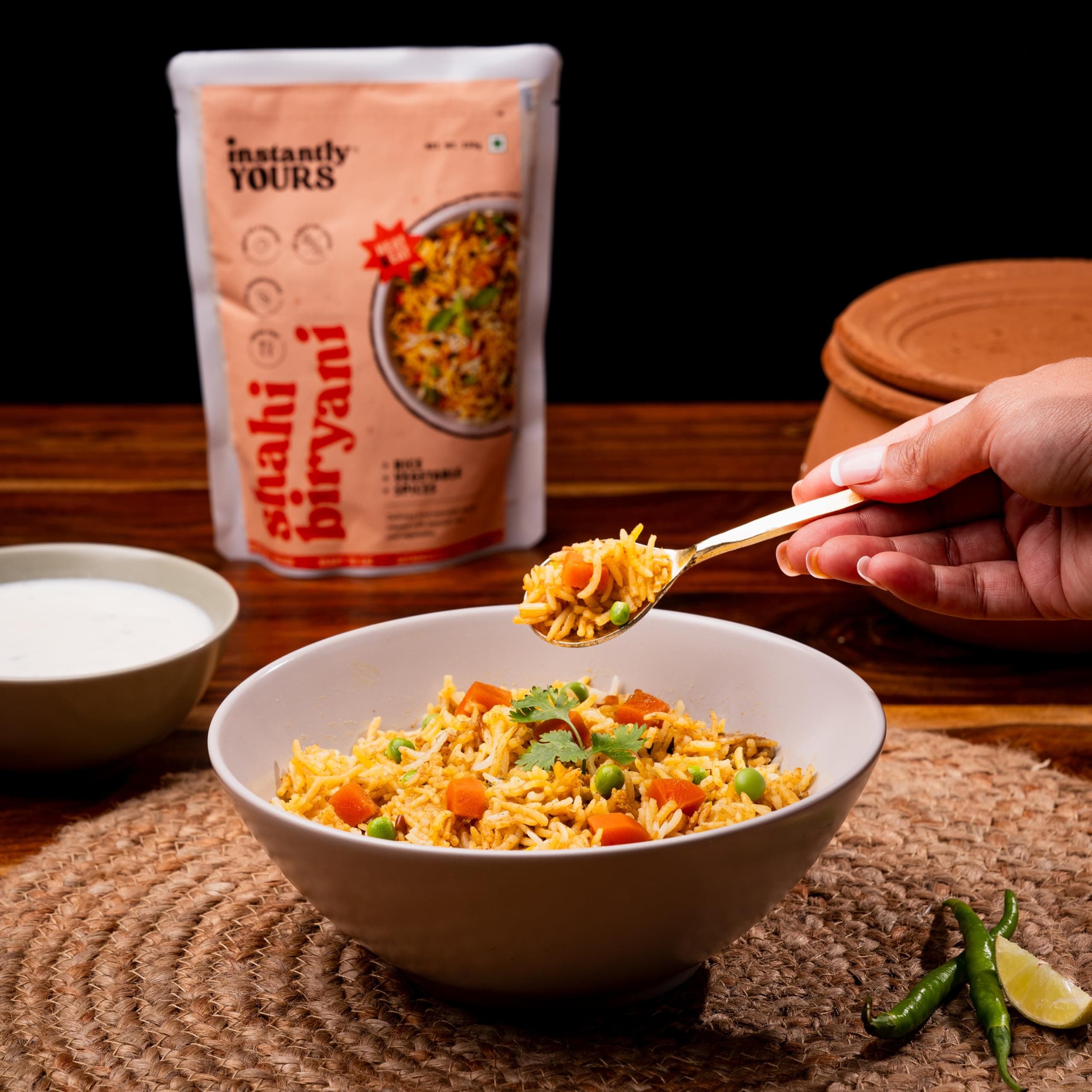 Instantly Yours Ready to Eat Shahi Biryani Veg 500 gm (pack of 2), Ready to Eat Indian Rice with Vegetables and Spices (No Onion No Garlic)(Jain) — image 4