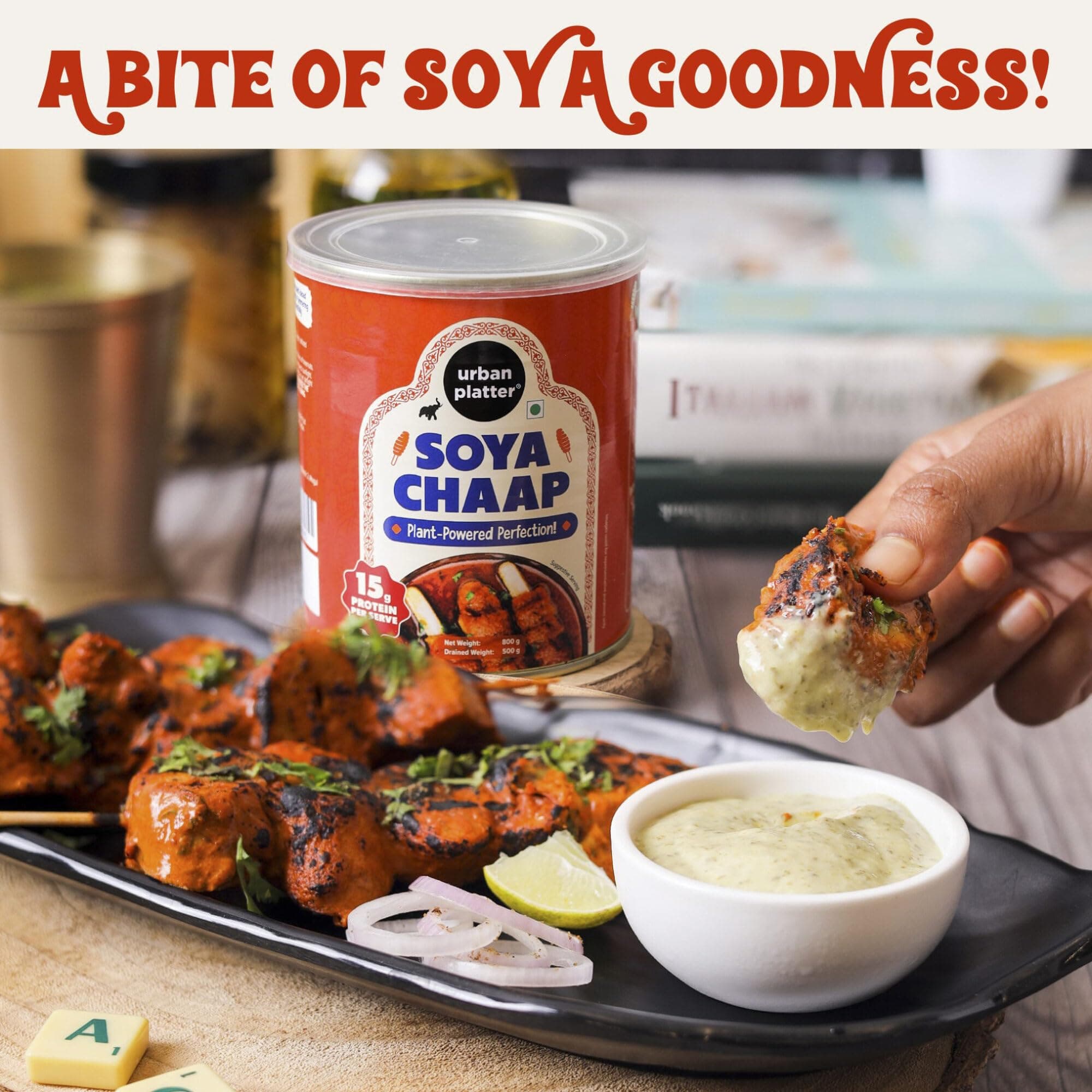 Urban Platter Soya Chaap in Brine, 800g (Canned | Chunks on Stick | Drained Weight - 500g, Rich in Plant Protein| Soy Chap) — image 6
