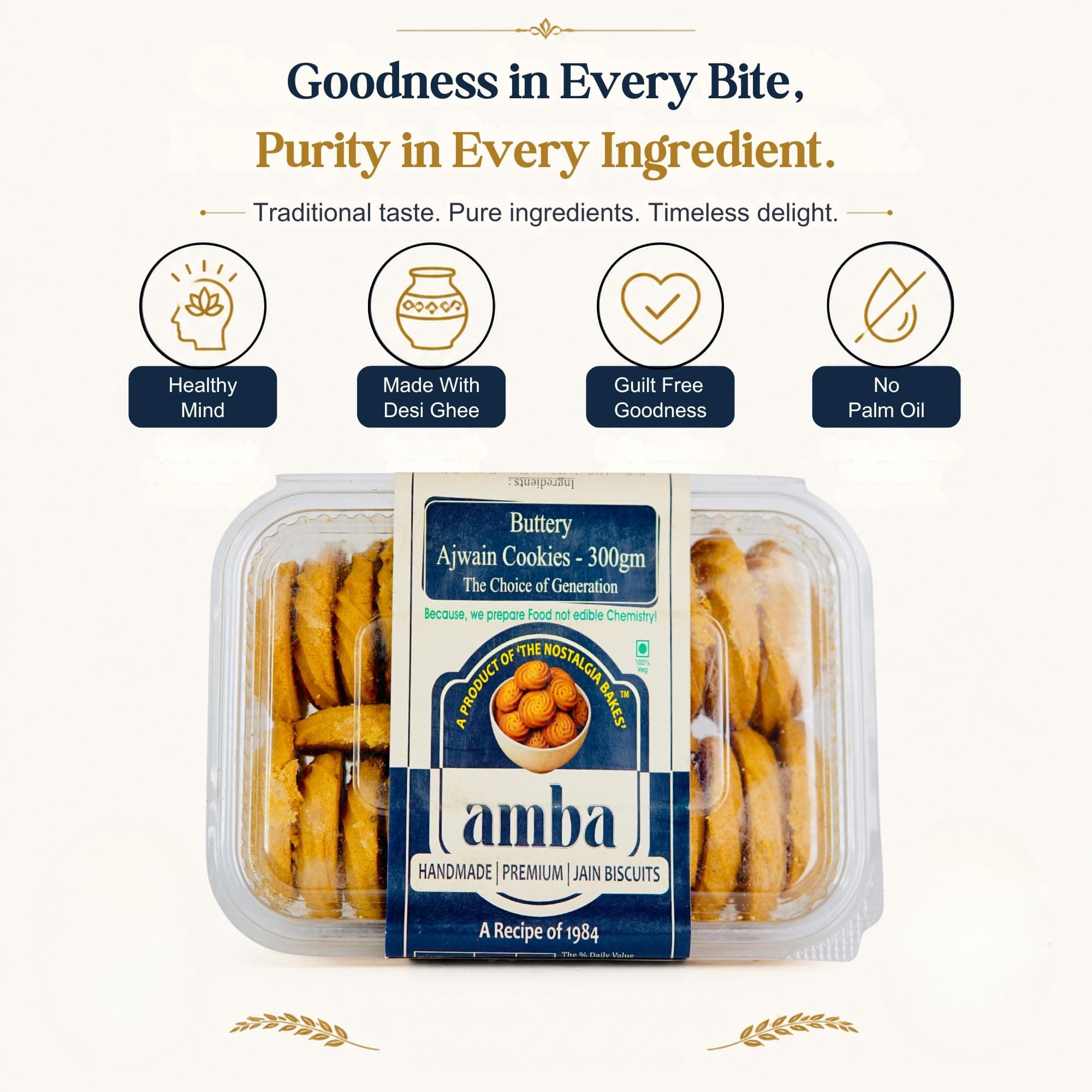 Amba Handmade Ajwain Cookies & Khas-Khas Suji Rusk Combo | Crispy Tea-Time Snacks | Premium Jain Biscuits | Fresh Bakery Style Cookies — image 5