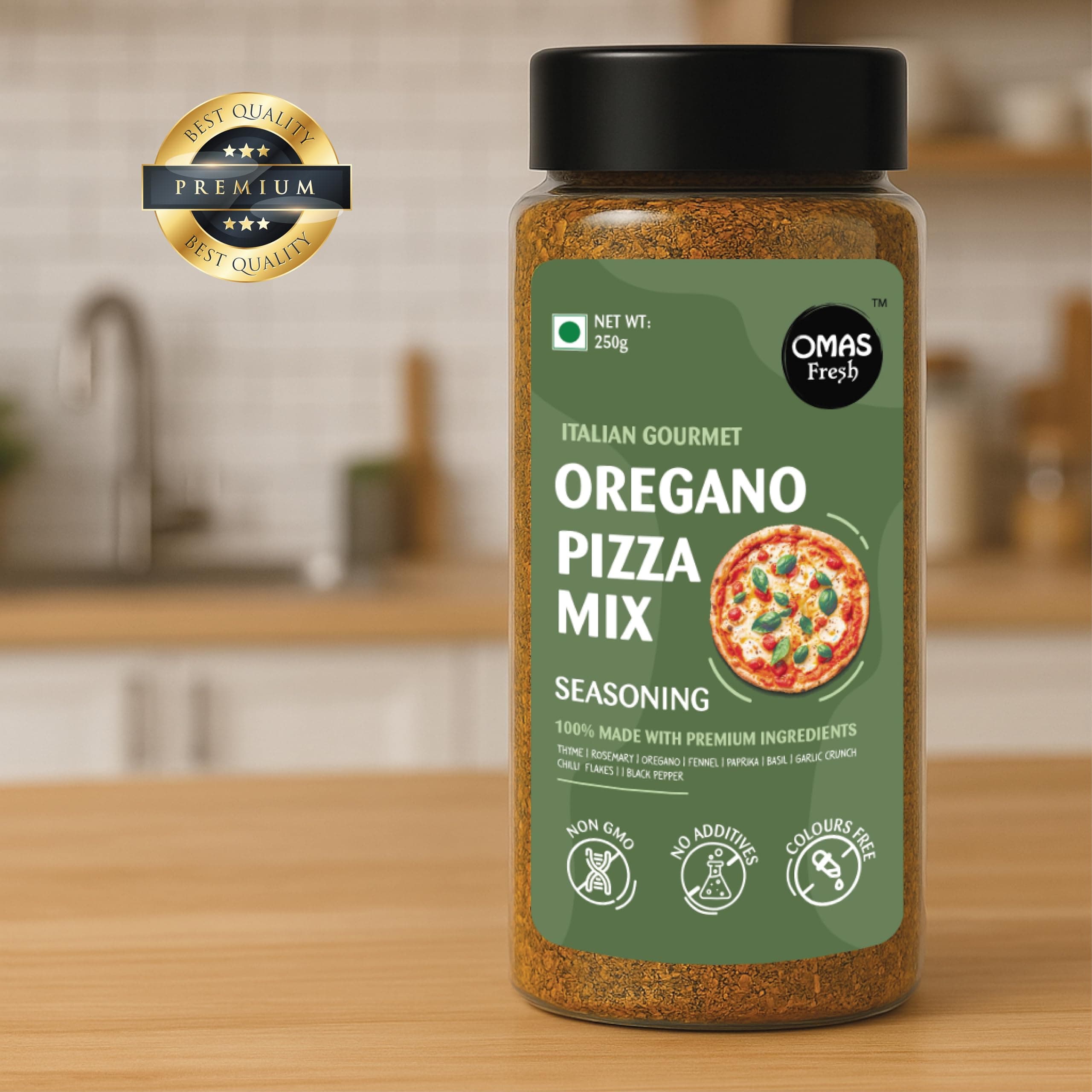 Omas Fresh Oregano Pizza Mix Seasoning | Italian Herb Seasoning Blend for Pizza, Pasta, Garlic Bread & More | 250g — image 6