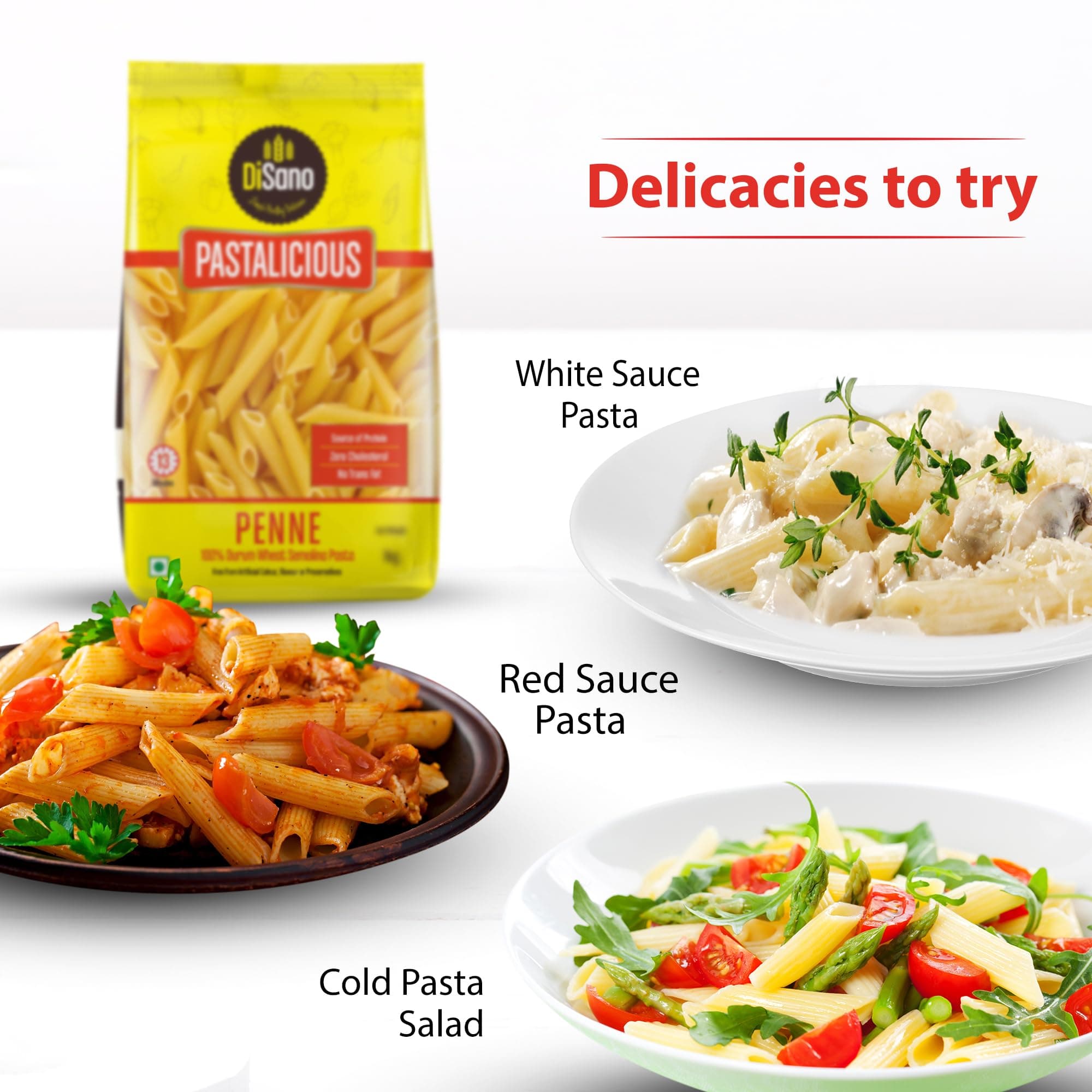 DiSano Penne Pasta 1kg, Healthy Pasta, Made with 100% Durum Wheat Semolina, 100% Suji, No Maida, Source of Protein & Fibre, Non-Sticky — image 5