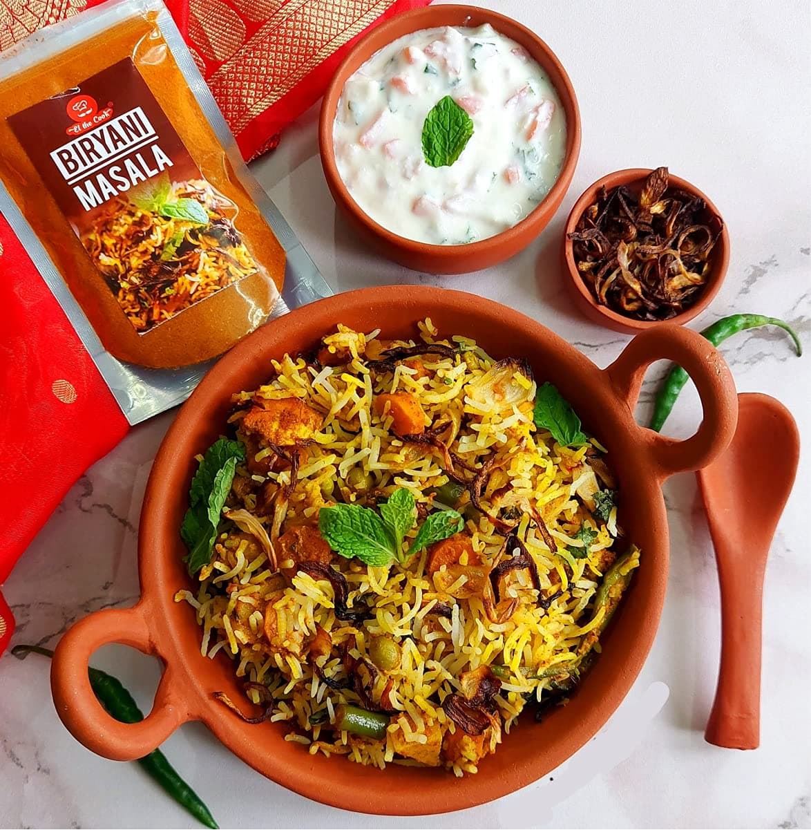 EL The Cook Royal Biryani Masala | Ready to Cook Powder Mix for Veg, Paneer, Chicken, Mutton Biriyani | Premium Rich Spice Blend | 100% Natural, No Additives, No Fillers, GMO-Free, Vegan, Jain | 80g — image 6