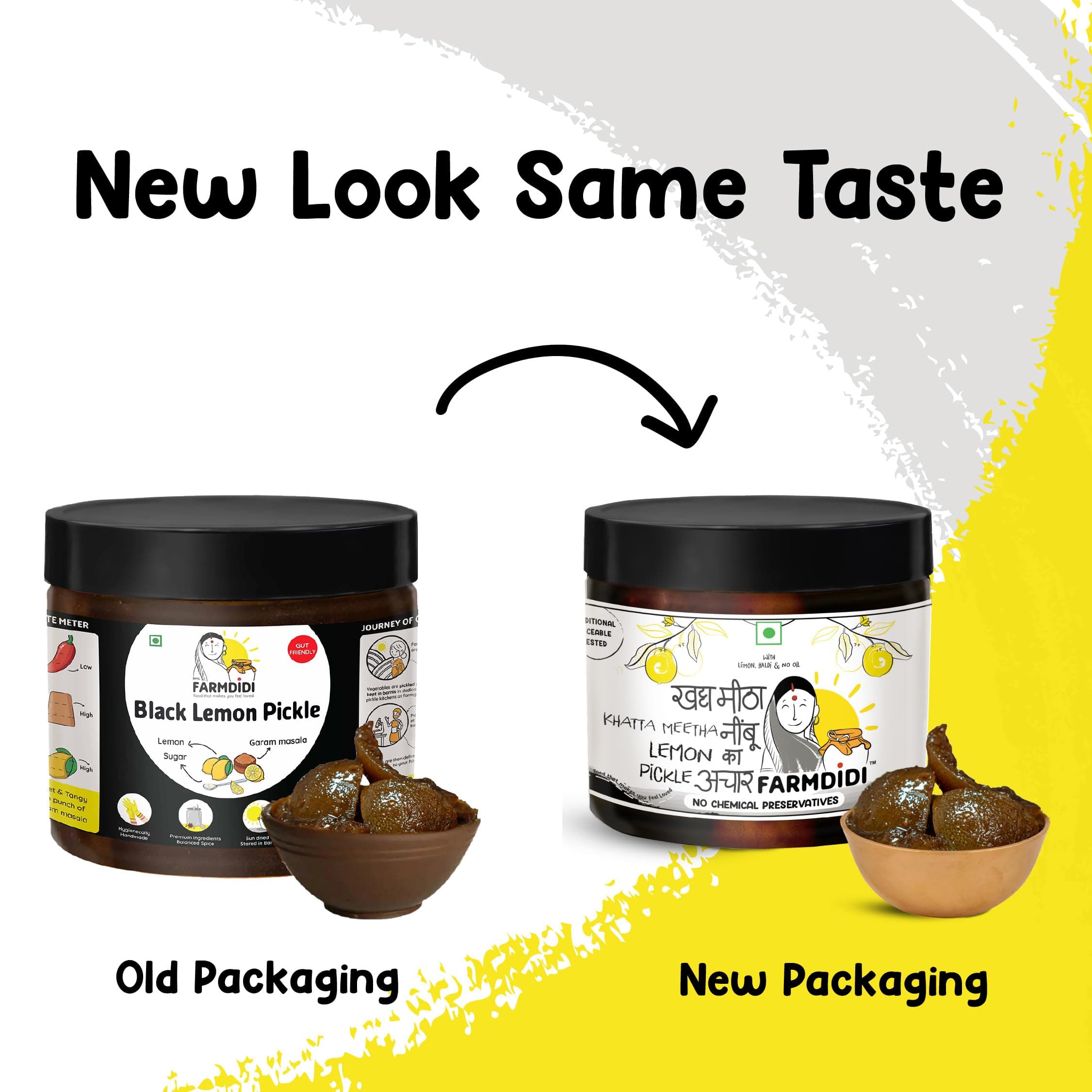 FarmDidi Lemon Pickle 325g in Fresh | Indian Homemade Nimbu ka Achar with No Onion & Garlic | Sweet & Sour Oil-Free Pickle | Traditional Grandma-Style Recipe | Organically Processed — image 3