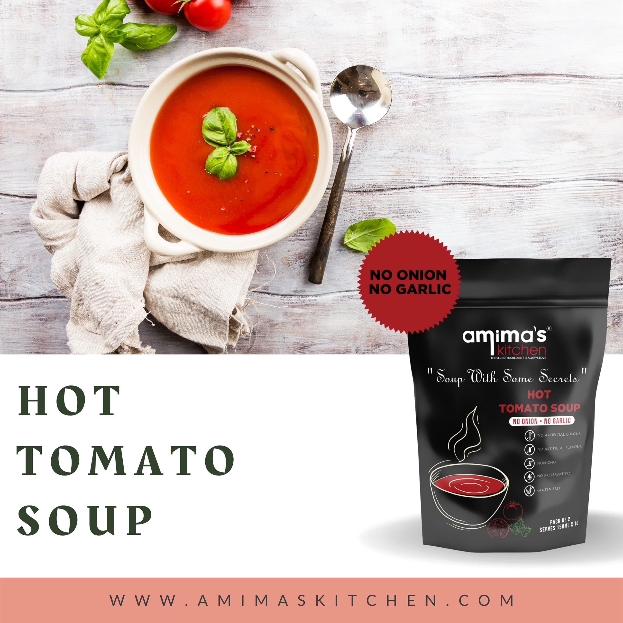 Amima's Kitchen Combo Of Hot Tomato + Mixed Veg. + Classic Sweet Corn Jain Soup (No Onion No Garlic) - 100 Grams (Pack of 3) | Instant Soup Mix Powder | Ready To Cook | No Artificial Flavour & Colour | Gluten Free | Non GMO | Healthy Soup — image 4