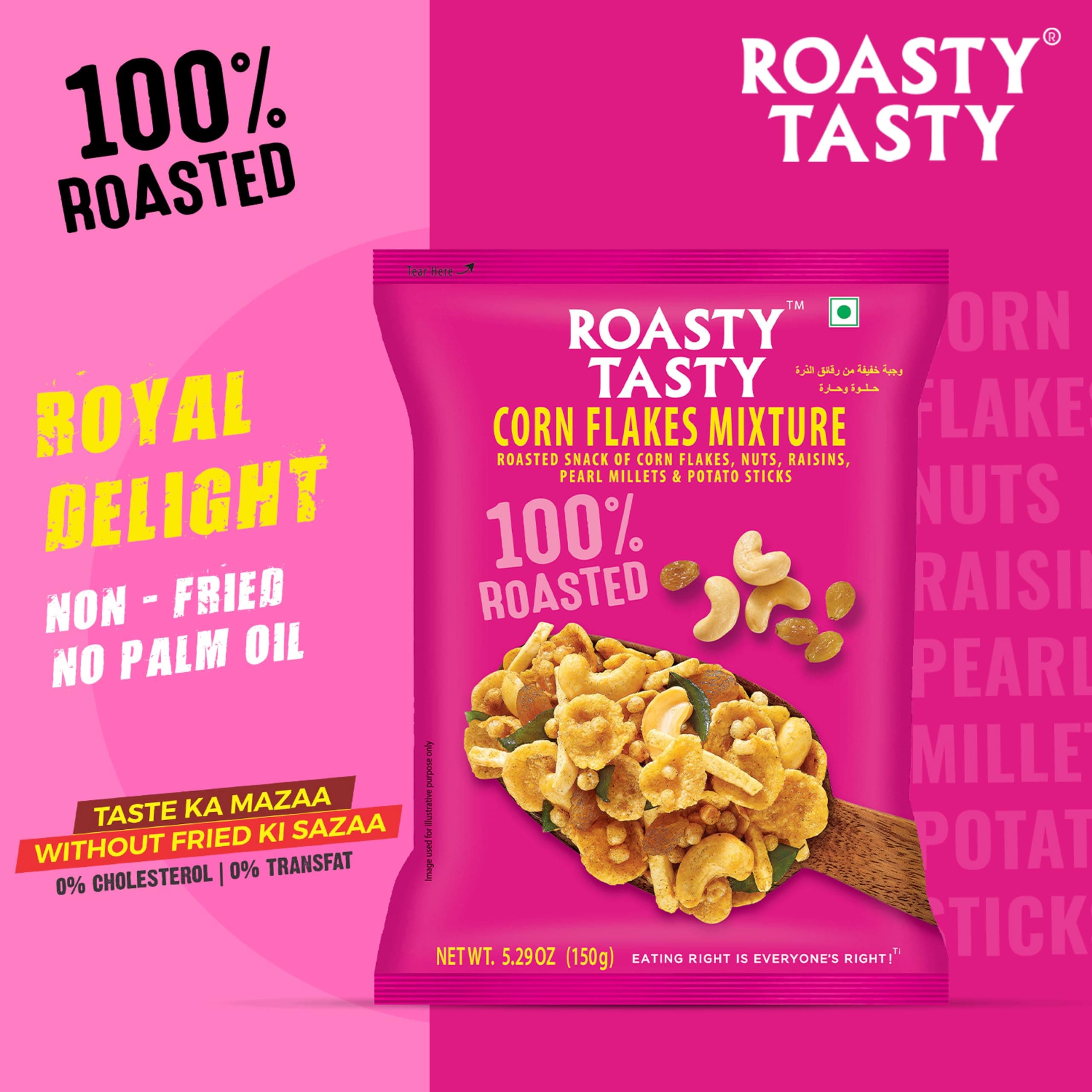 Roasty Tasty Cornflakes Mixture Roasted Namkeen 340g | Palm Oil Free Snack | Replacement of Fried Namkeen & Bhujiya | Ideal Millet Snack | Low Calorie Snacks - No Cholesterol, No Transfat Diet Mixture Millet Snacks Items | Roasted Chivda Cornflakes — image 3
