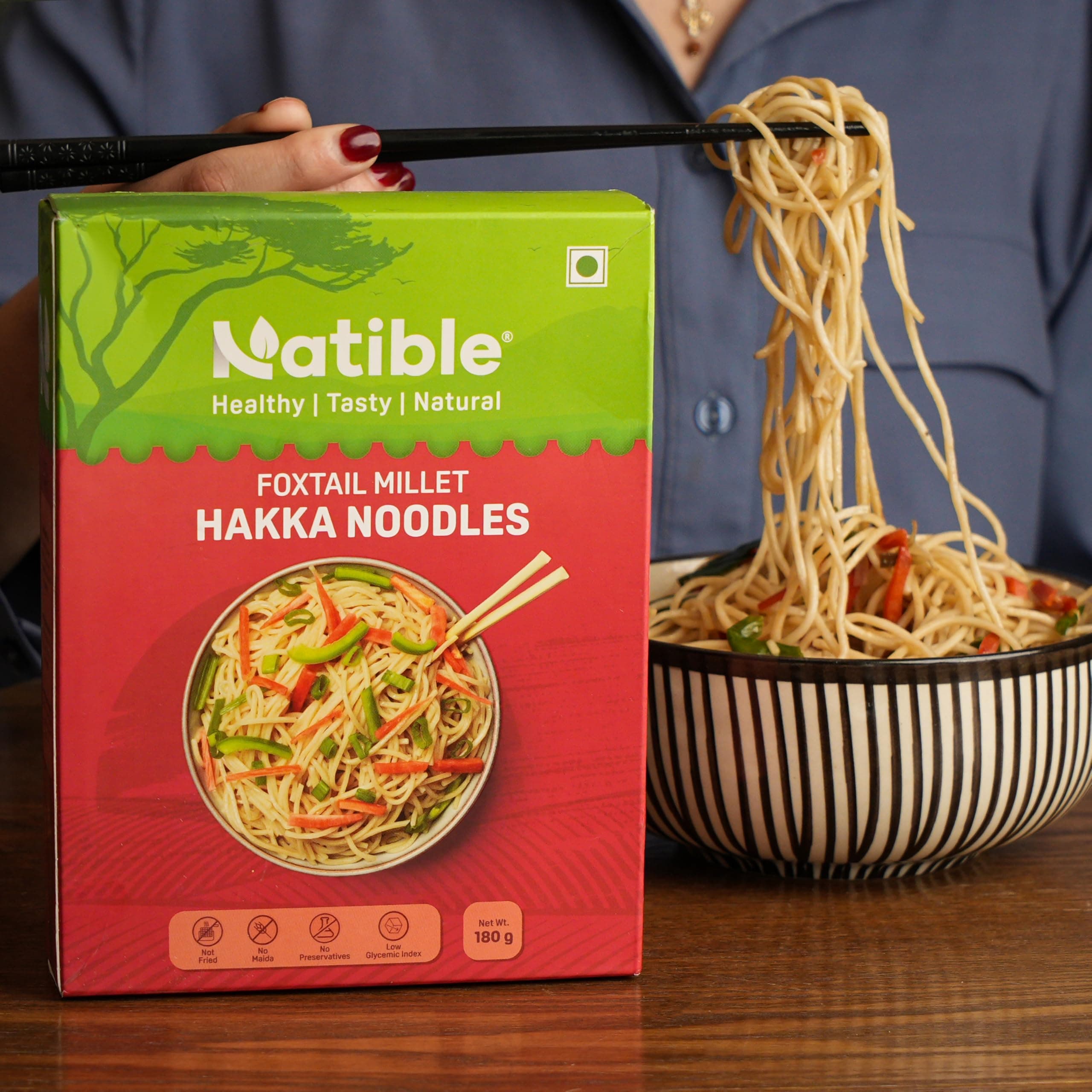 Natible Foxtail Millet Noodles I No Maida I No MSG I Not Fried I Easy & Ready To Cook Healthy Noodles (Pack of 1, 180gms, Foxtail Millet noodles) — image 3