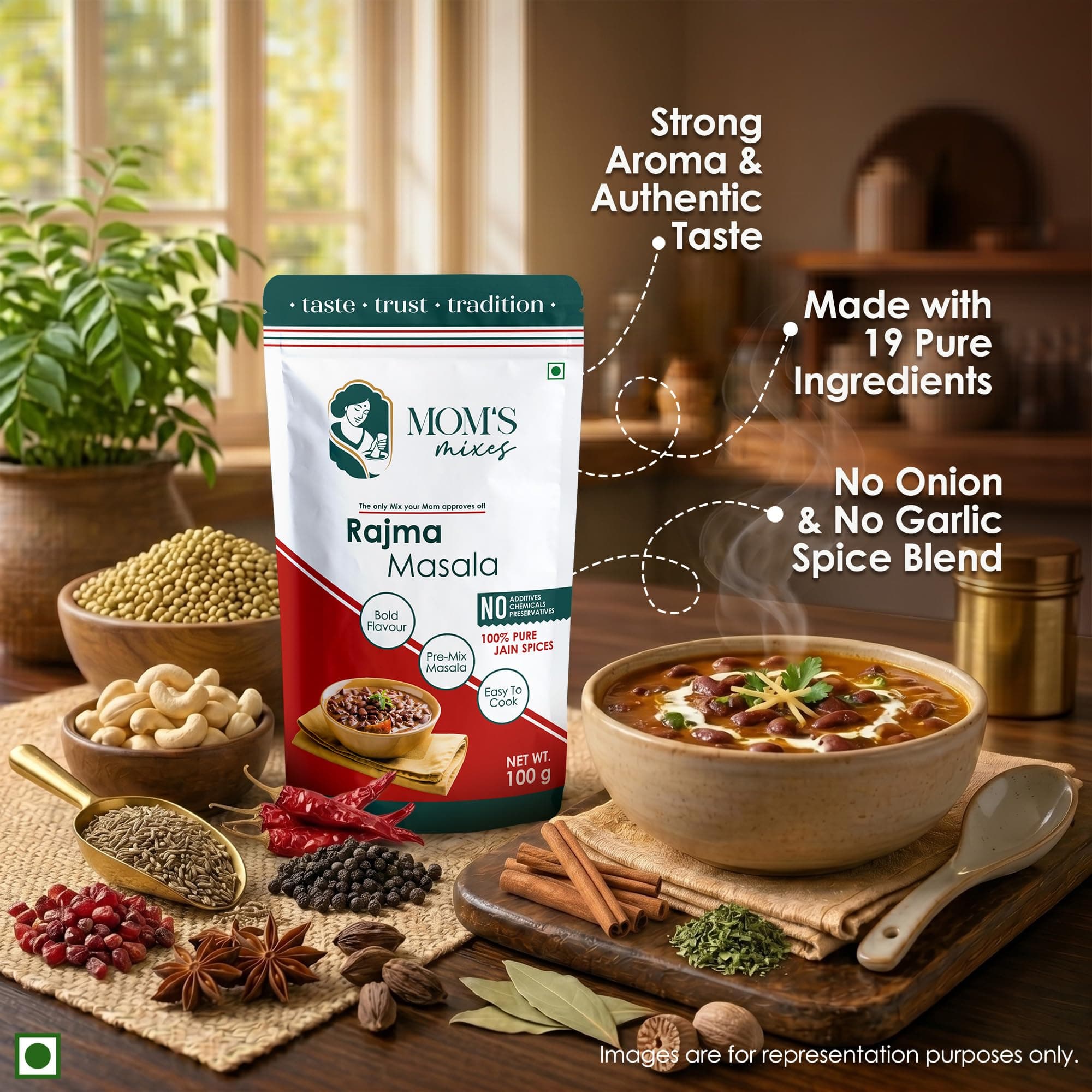 Mom’s Mixes Punjabi Style Combo | Pure Jain Spices | No Onion,No Garlic | No Chemical,No preservatives | Rajma Masala + Chole Masala | Bold North Indian Flavour | Ready-to-Mix | 100 gm Each — image 10