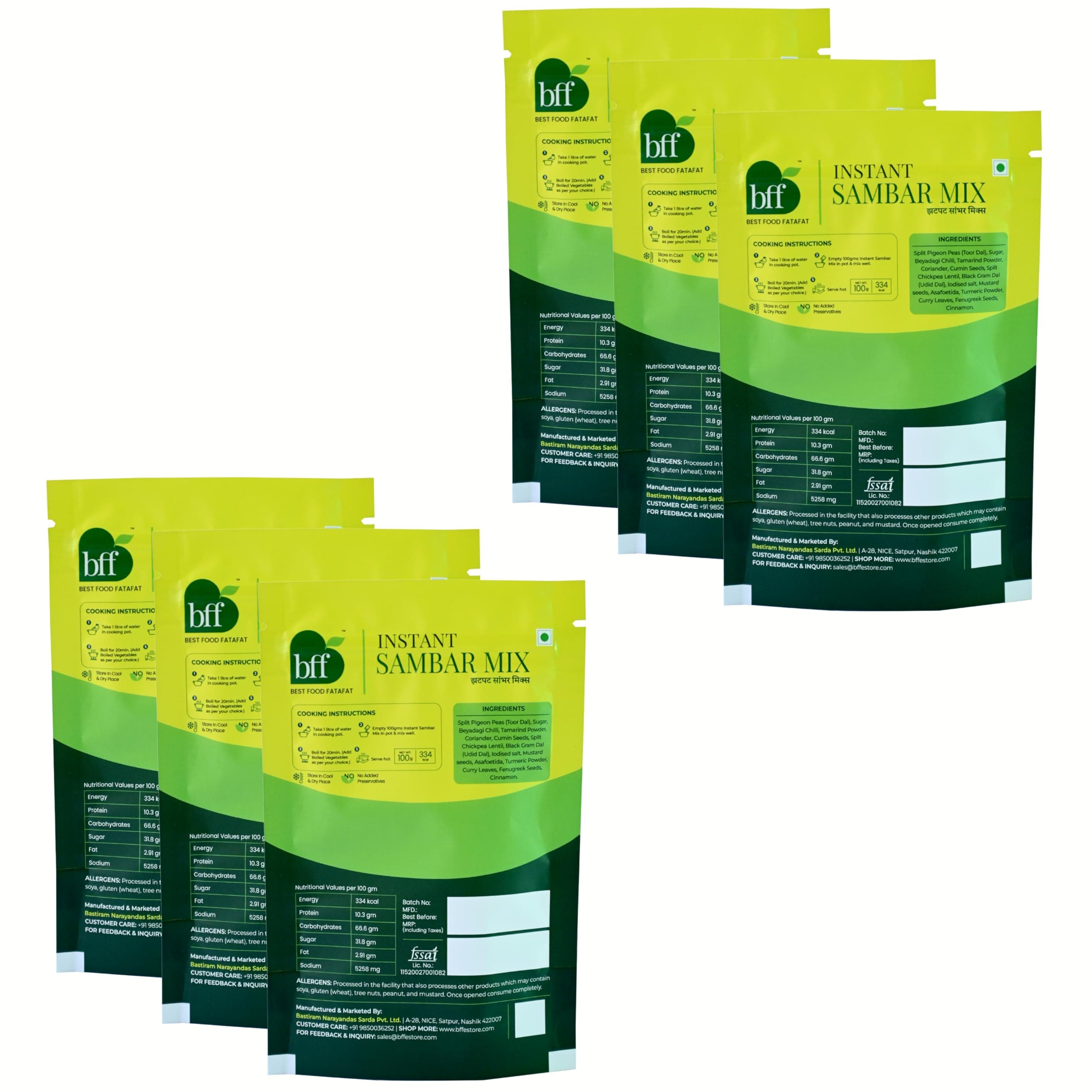 Instant Sambar Mix – Pack of 6 (100g Each) | Ready-to-Cook South Indian Curry | Made with Lentils & Spices | No Added Preservatives | No Onion and No Garlic | Suitable for Rice, Idli, Dosa & Vada | Easy to Prepare — image 2