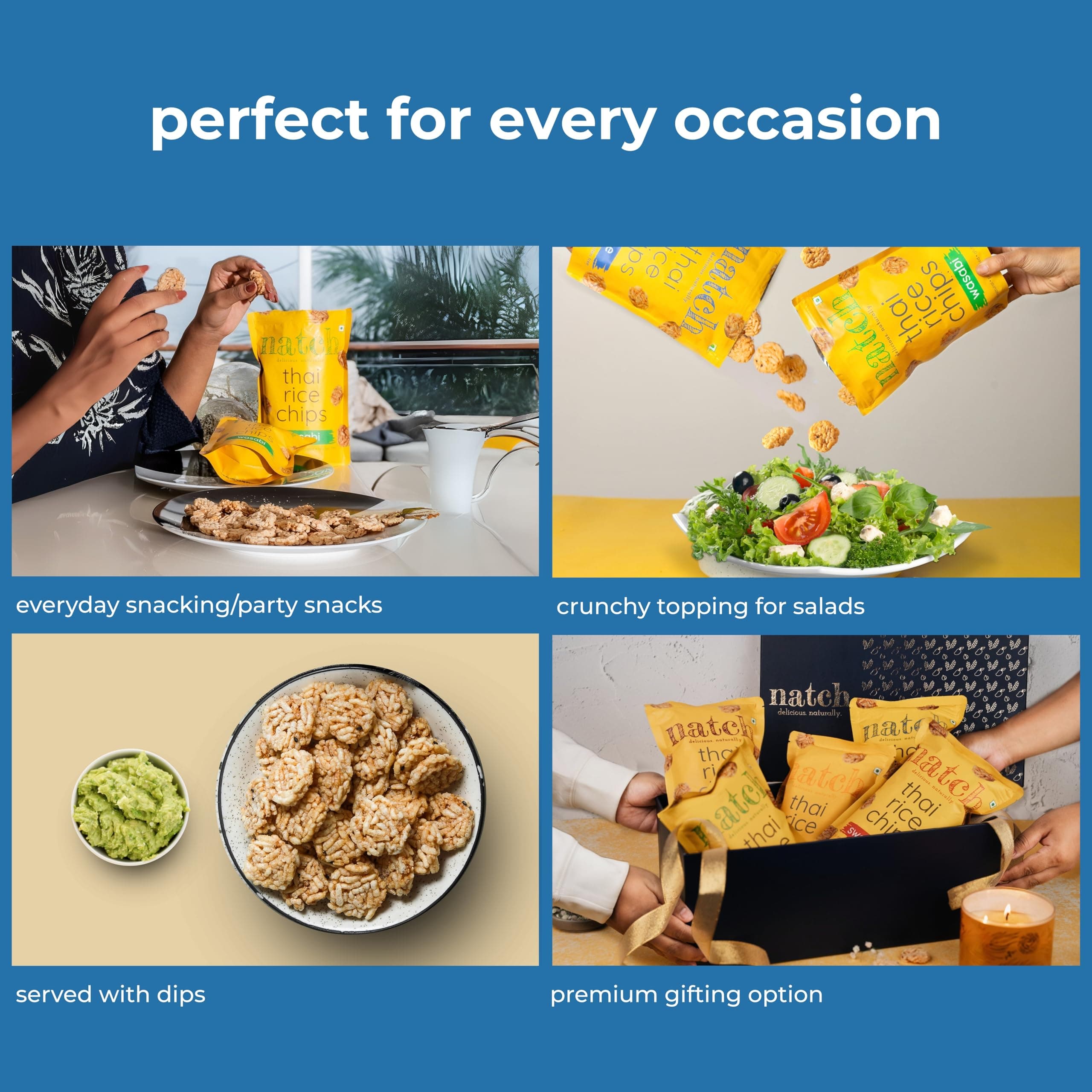 Natch Thai Sticky Rice Chips, Gluten Free, Vegan, Party Family Pack, All Natural Crunchy Crackers (Sesame) 100 Gm — image 2