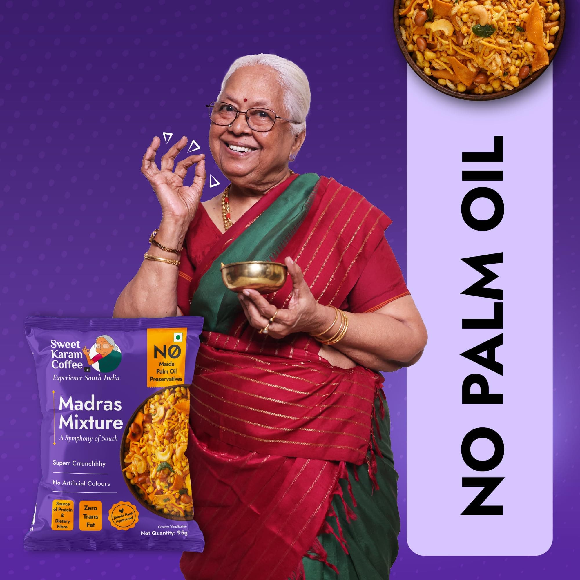 Sweet Karam Coffee Special Madras Mixture – 95grams | No Palm Oil or Preservatives | Authentic South Indian Namkeen Snack | Crispy & Fresh Homemade Taste | Perfect Tea-Time Savory — image 7