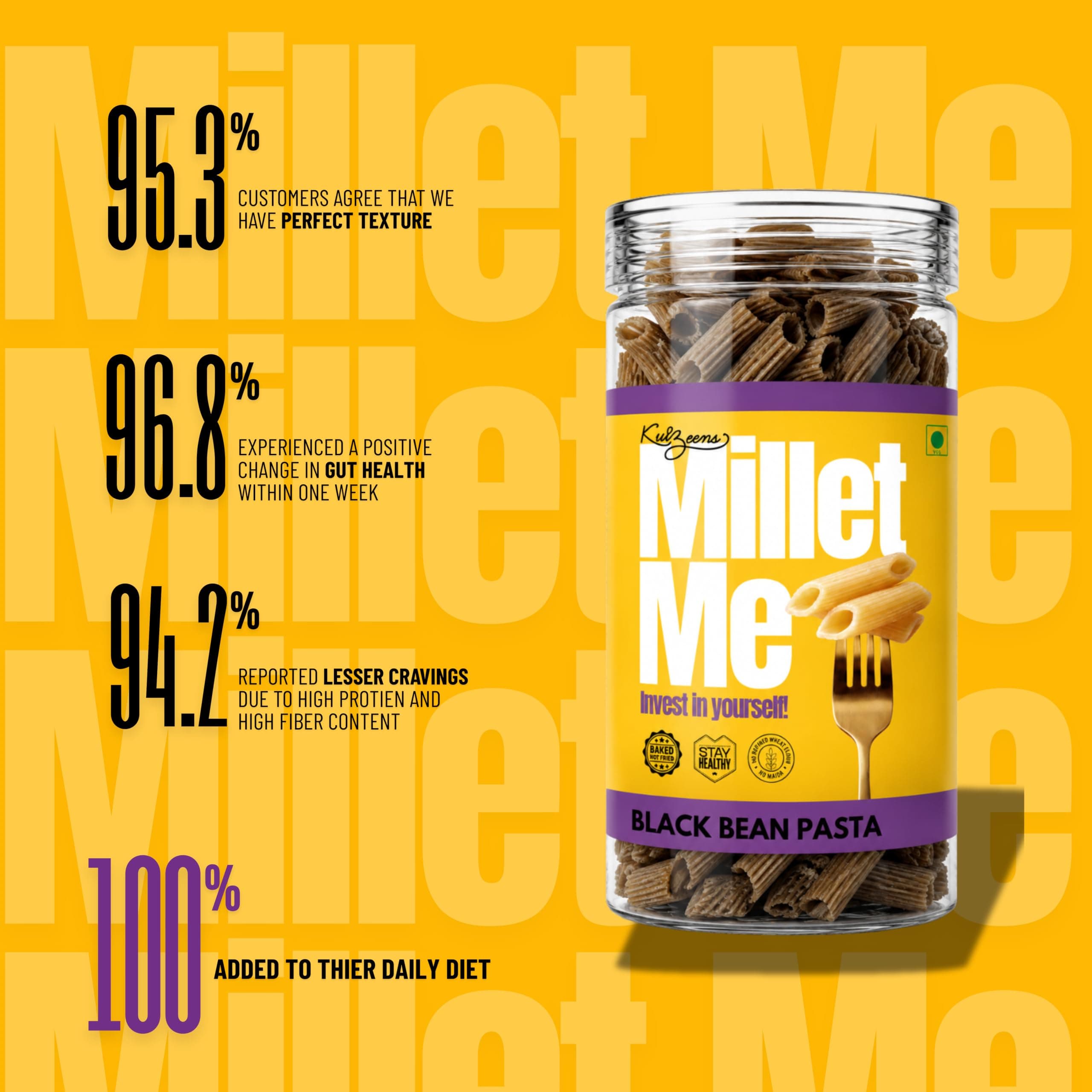 Millet Me by Kuizeens Black Bean Pasta - 230g, Pack of 2 | Gluten-Free & High-Protein | Rich in Nutrients | Easy-to-Make | No MSG | Preservative Free | Jain | No Onion & Garlic — image 7