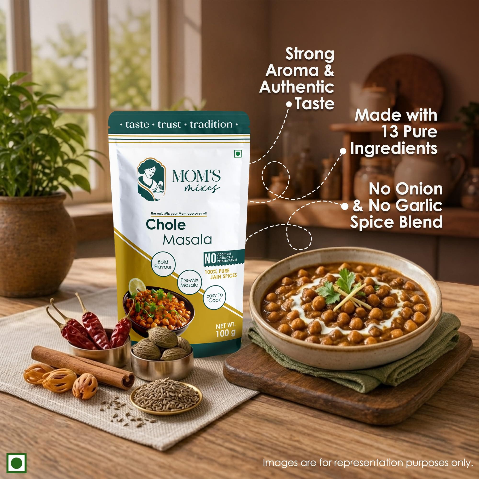 Mom’s Mixes Punjabi Style Combo | Pure Jain Spices | No Onion,No Garlic | No Chemical,No preservatives | Rajma Masala + Chole Masala | Bold North Indian Flavour | Ready-to-Mix | 100 gm Each — image 5