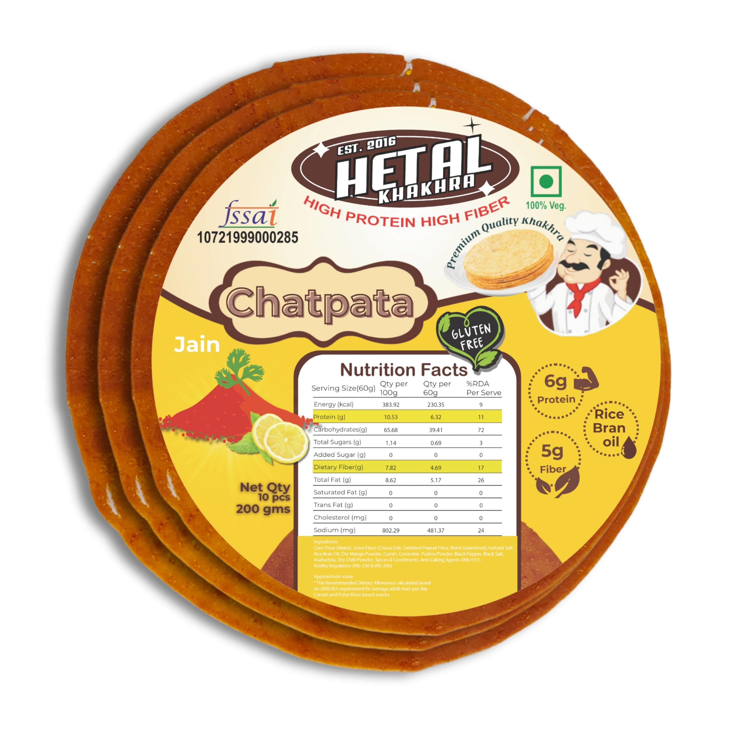 Chatpata Khakhra JAIN | Gluten Free | Crispy| Ready To Eat | High Protein High Fiber| No Palm Oil | 200g Vacuum Pack Of 2 — image 9