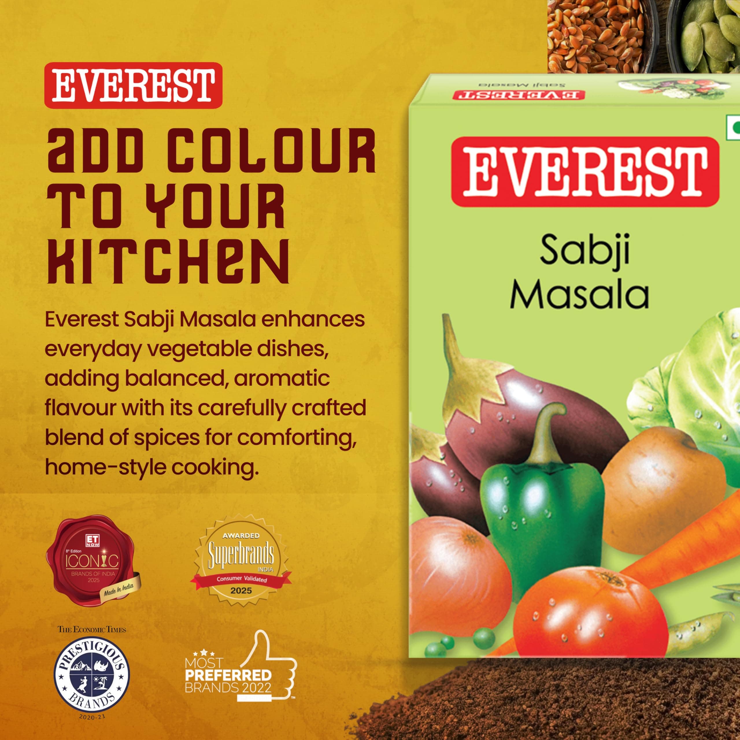 Everest Sabji Masala – 100g | Subtle, Aromatic Blend for Flavourful Vegetable Curries | Balanced Spice Mix for Everyday Indian Sabzi & Home Cooking — image 2
