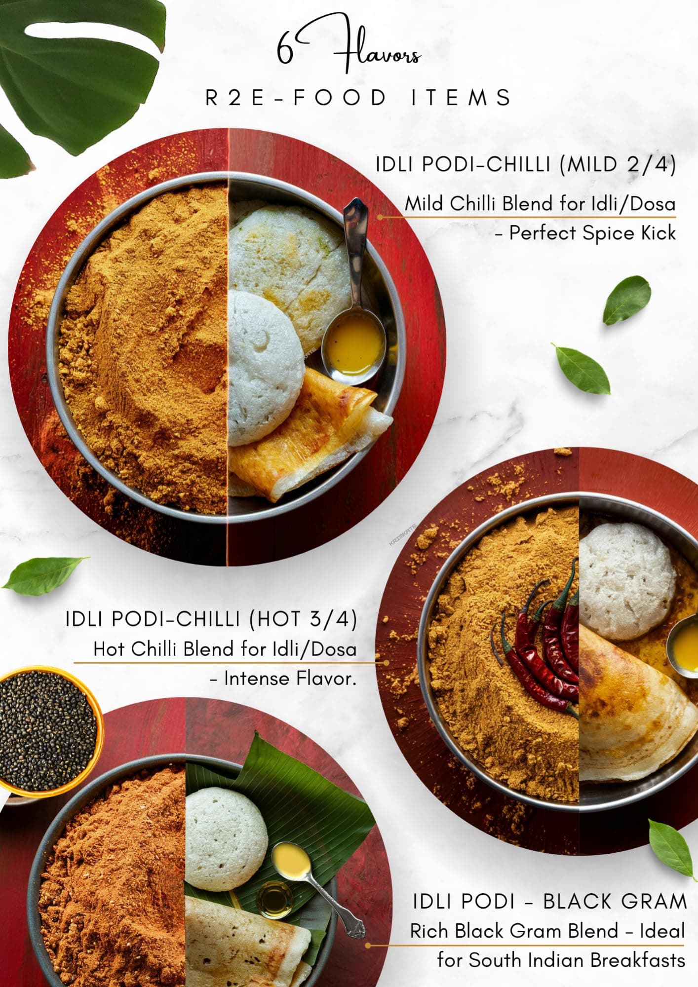 6Flavors Combo Pack: Paruppu Podi, Ulunthu Podi, Kollu Podi | 3 x 250g | Chutney/Rice mix Powders | No Onions, Garlic, Preservatives | Ideal for Idli, Dosa & Rice. — image 9