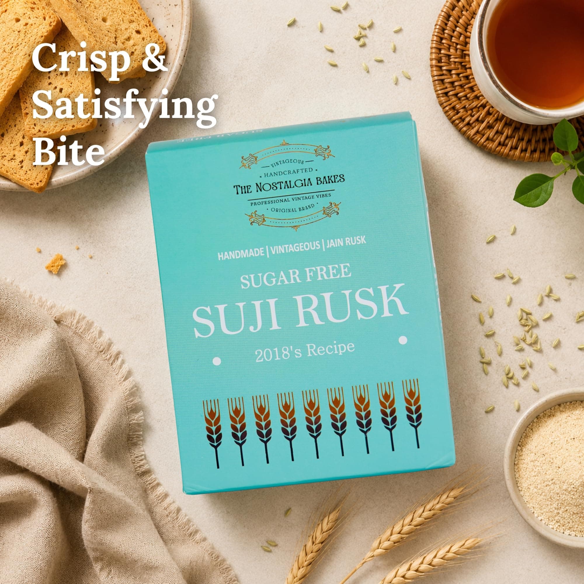 Amba Sugar Free Suji Rusk & Buttery Ajwain Cookies Combo Pack | Handmade Premium Jain Biscuits & Rusk | Crispy Tea Time Snacks | Traditional Bakery Taste | No Palm Oil | Perfect with Tea & Coffee — image 7