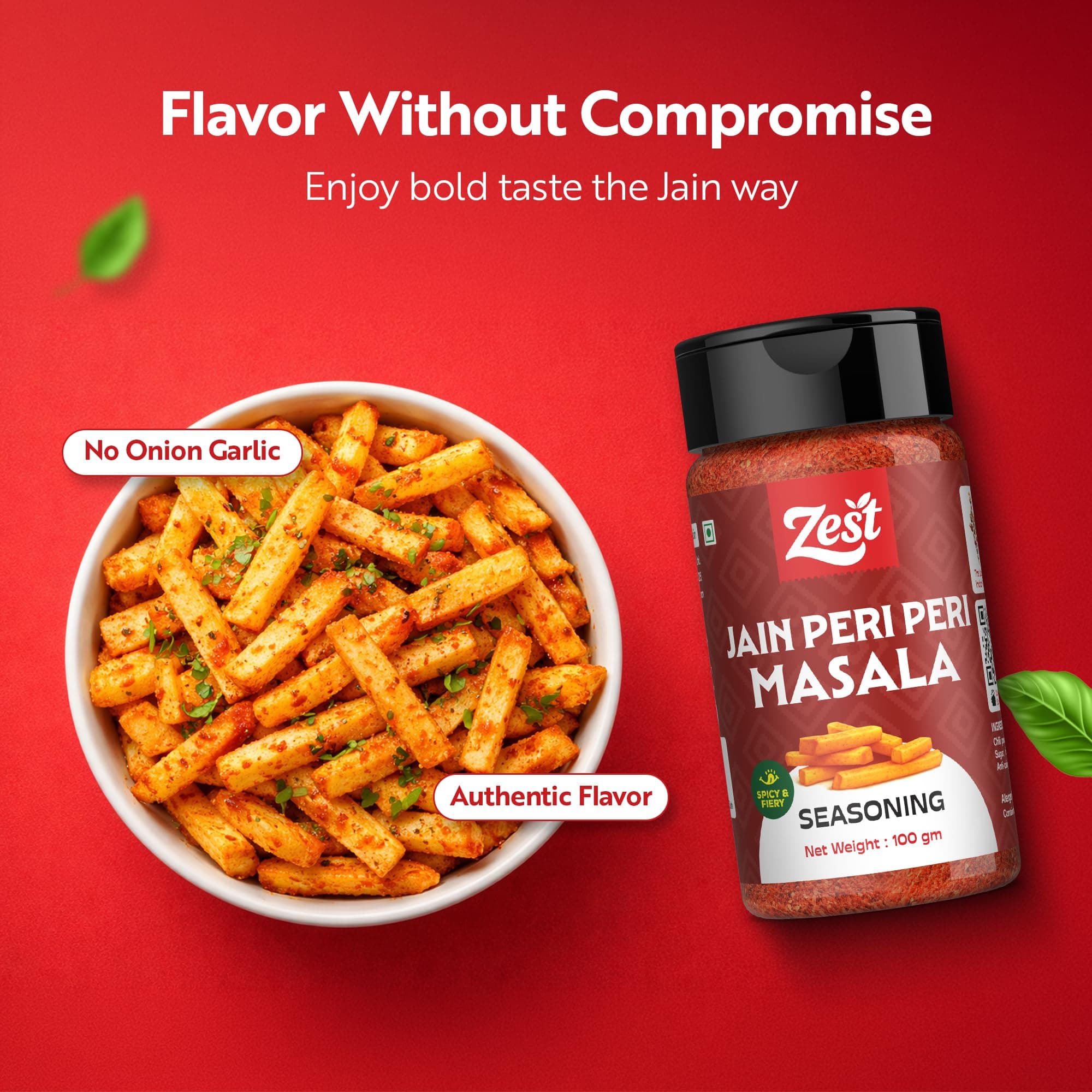 Zest Jain Peri Peri Seasoning 100g | No Onion No Garlic Spicy & Tangy Masala Powder | Fries, Pizza, Pasta, Noodles & Snacks Sprinkle | All-Purpose Seasoning — image 8