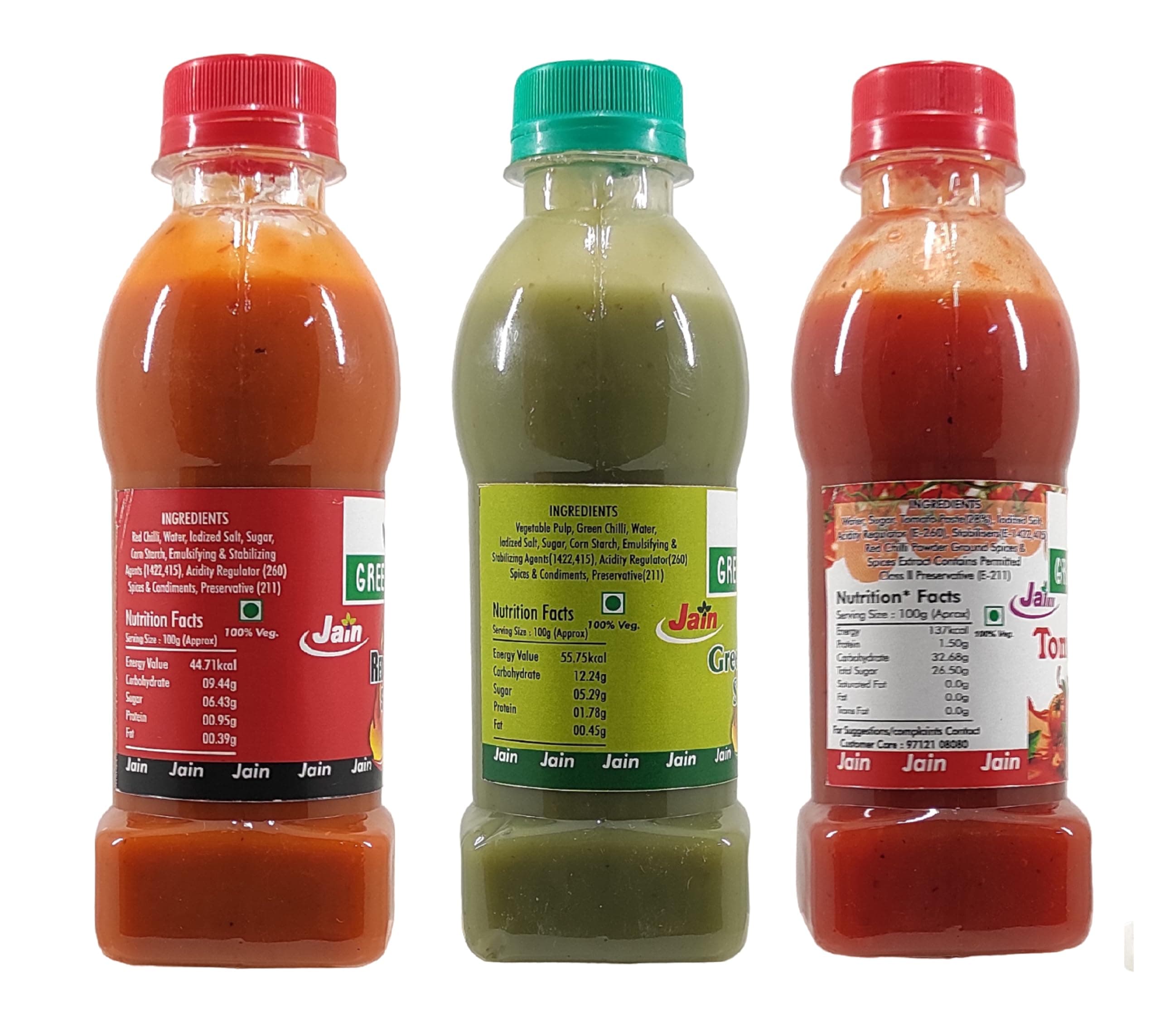 Green Piece Jain Sauce Without Onion/garlic/Potato Tomato Sauce (200gm),Green Chilli Sauce (200gm) and Red Chilli Sauce (200gm) (Pack of 3) (600 g) — image 4