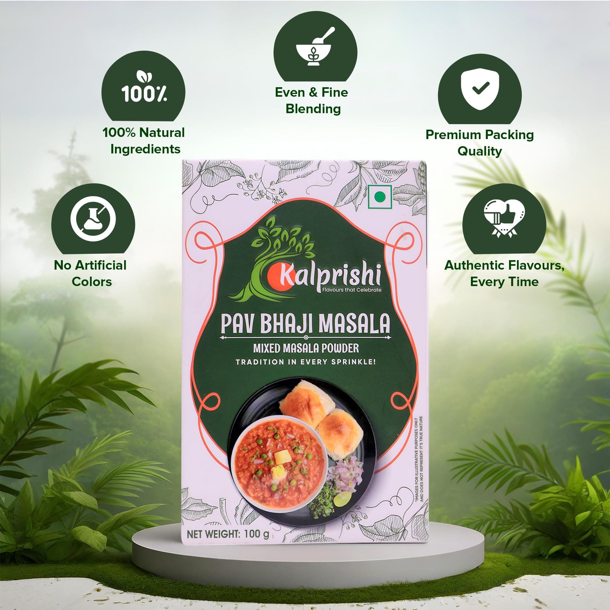 KALPRISHI Pav Bhaji Masala Powder 100g - Authentic Mumbai Street Style Masala, Spicy Tava Mix for Pav Bhaji, Snacks, Tadka & More, Natural Oils, No Preservatives, Rich Aroma & Taste, Pack of 1 — image 3