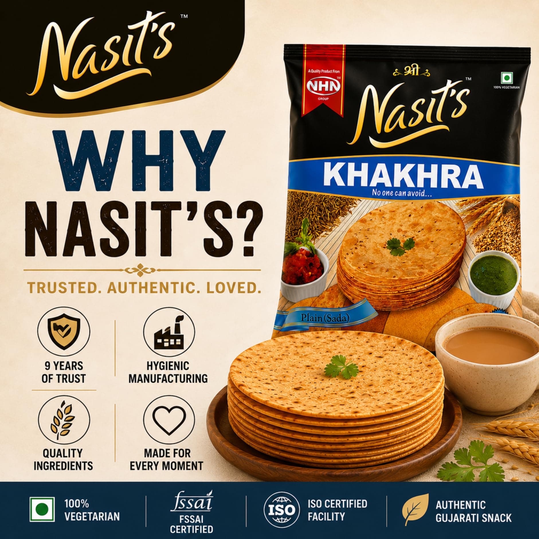 Nasit's Khakhra, Crispy Roasted Gujarati Snack, Multiple Flavors, Tea-Time Ready to Eat, 200g (Chilli Coriander) — image 5