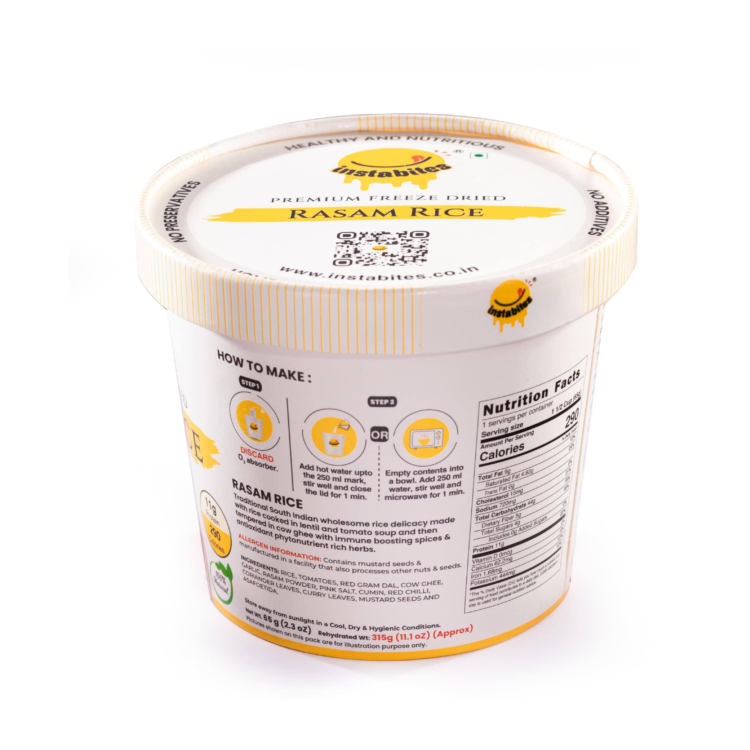 Instabites Ready to Eat Rasam Rice Cup 65g, No Added Preservatives and Ready to Eat in Minutes - Pack of 1 — image 3
