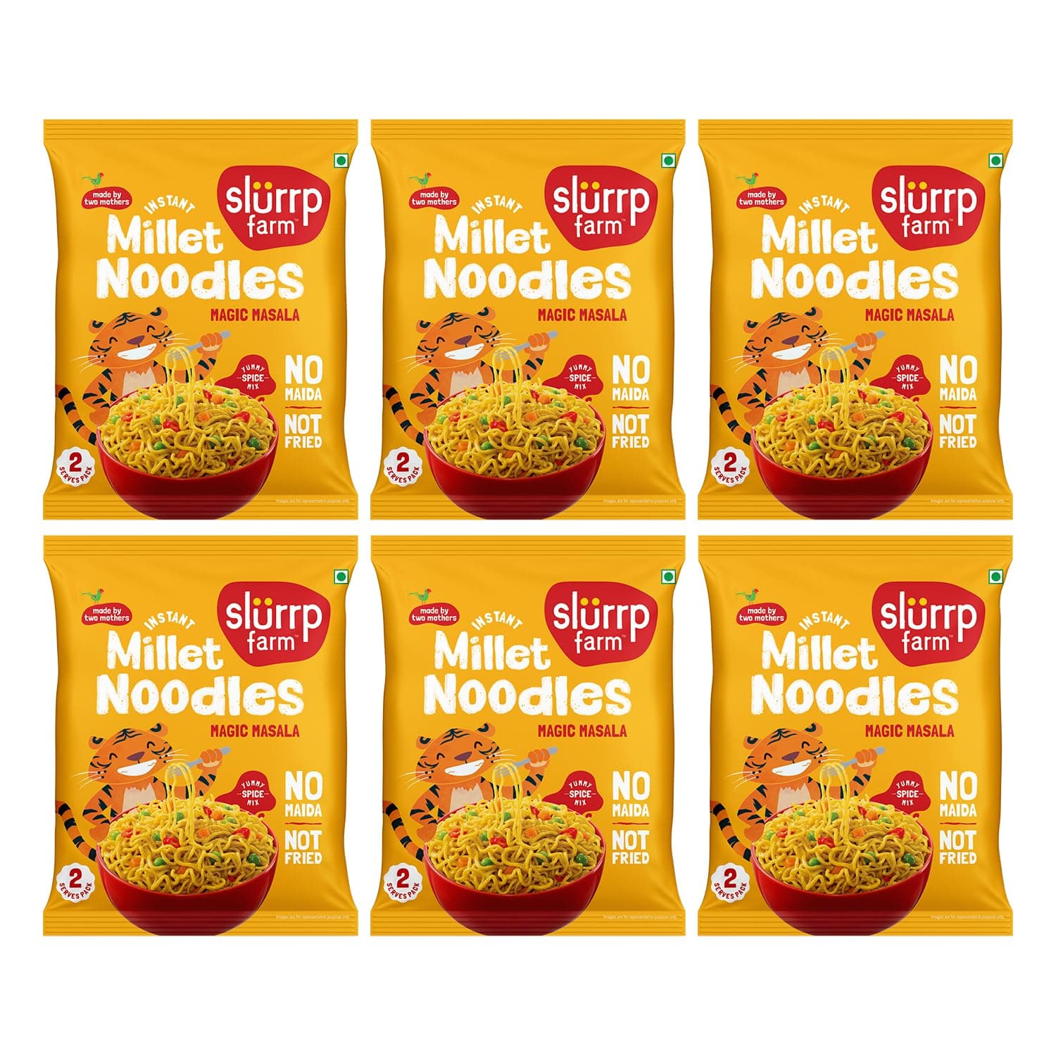 Slurrp Farm No Maida, No MSG Instant Noodles | Magic Masala | Not Fried, Millet Noodles, 6 X 57 g — image 2
