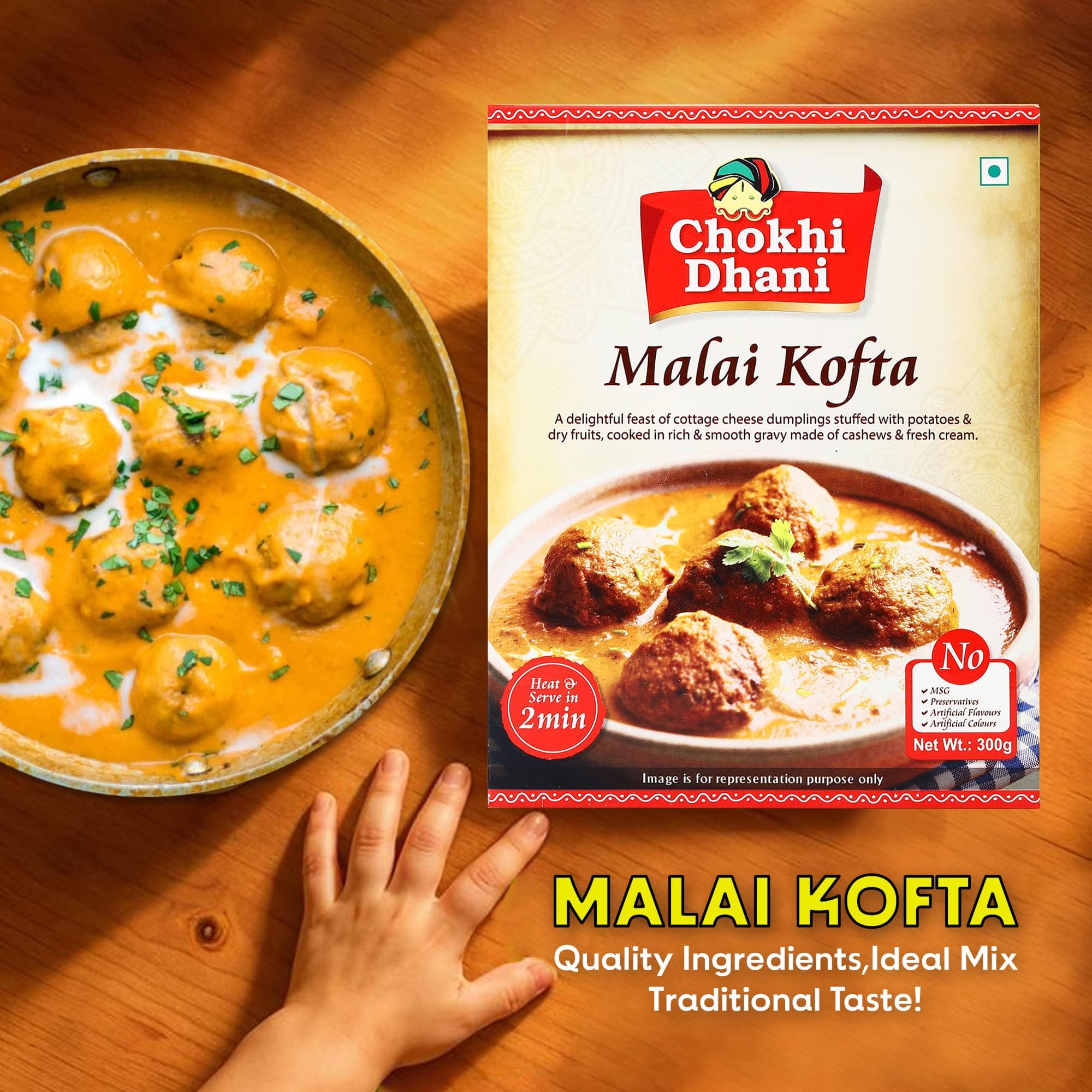 Chokhi Dhani Malai Kofta Ready to Eat 300g | Paneer Kofta in Rich Cashew Cream Gravy | Authentic North Indian Curry | 2 Min Heat & Serve | Veg — image 3