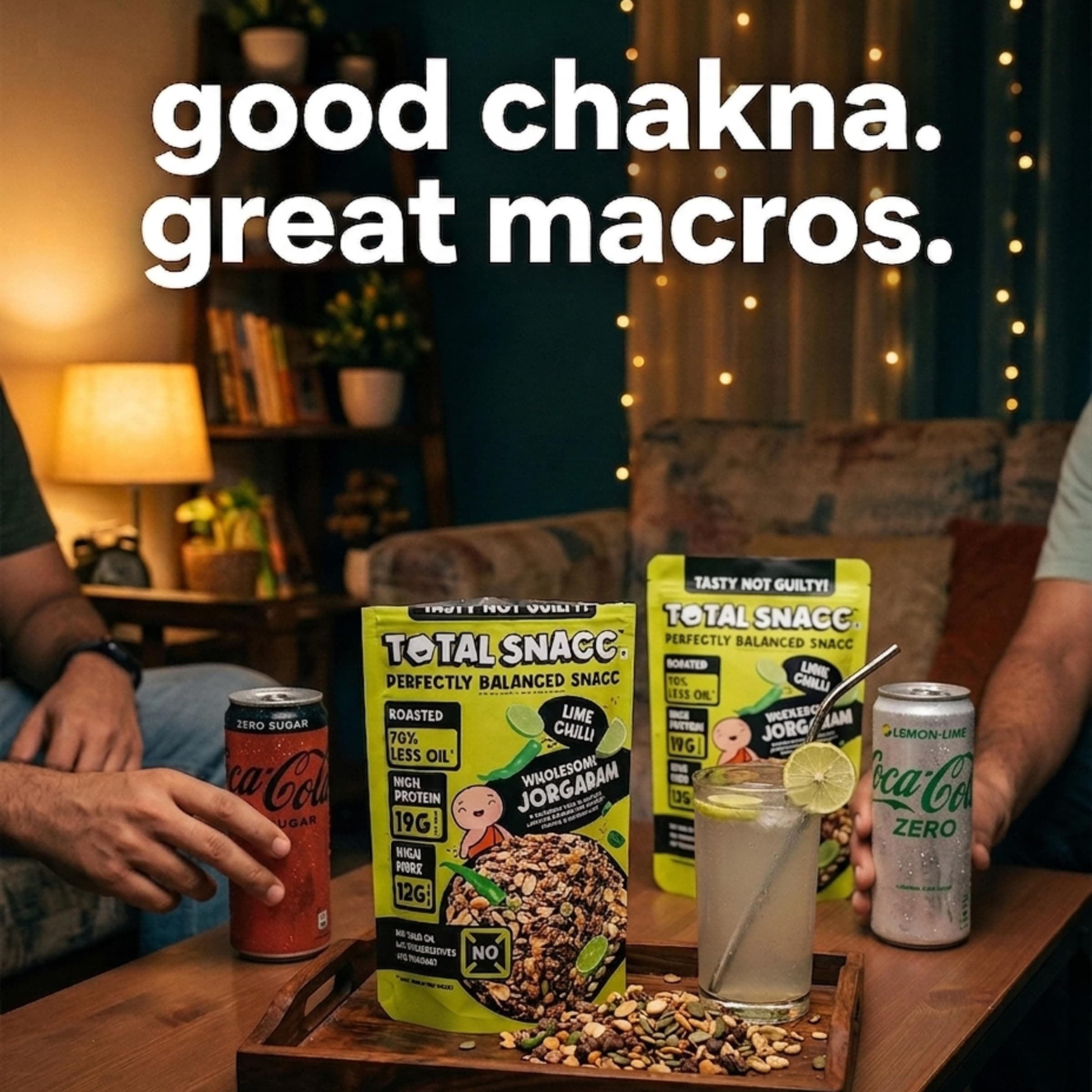 TOTAL SNACC Wholesome Jorgaram Lime Chilli (125g x 2) | High Protein 19g | High Fibre 12g | Roasted Not Fried | 70% Less Oil | No Palm Oil | High Protein Snacks | Baked Namkeen Mix | Healthy Snacks | No Preservatives | Diabetic Friendly | a mix of chana jor, moong jor, peanuts, & pumpkin seeds — image 5
