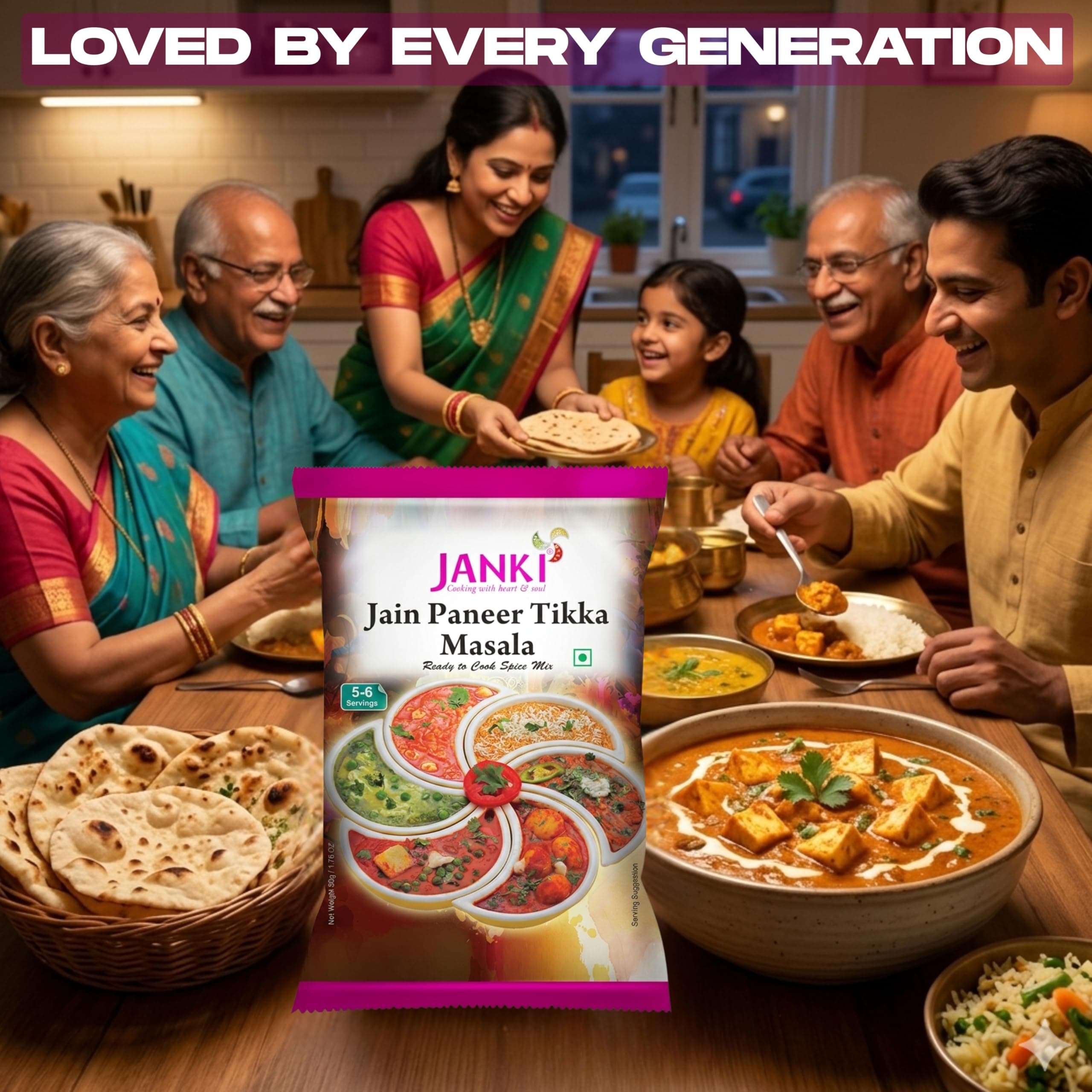 Janki Jain Paneer Tikka Masala - Pack of 7, 50 Gms Each | Ready to Cook Paneer Masala Mix | No Onion No Garlic | Quick & Easy Paneer Masala Packet — image 7