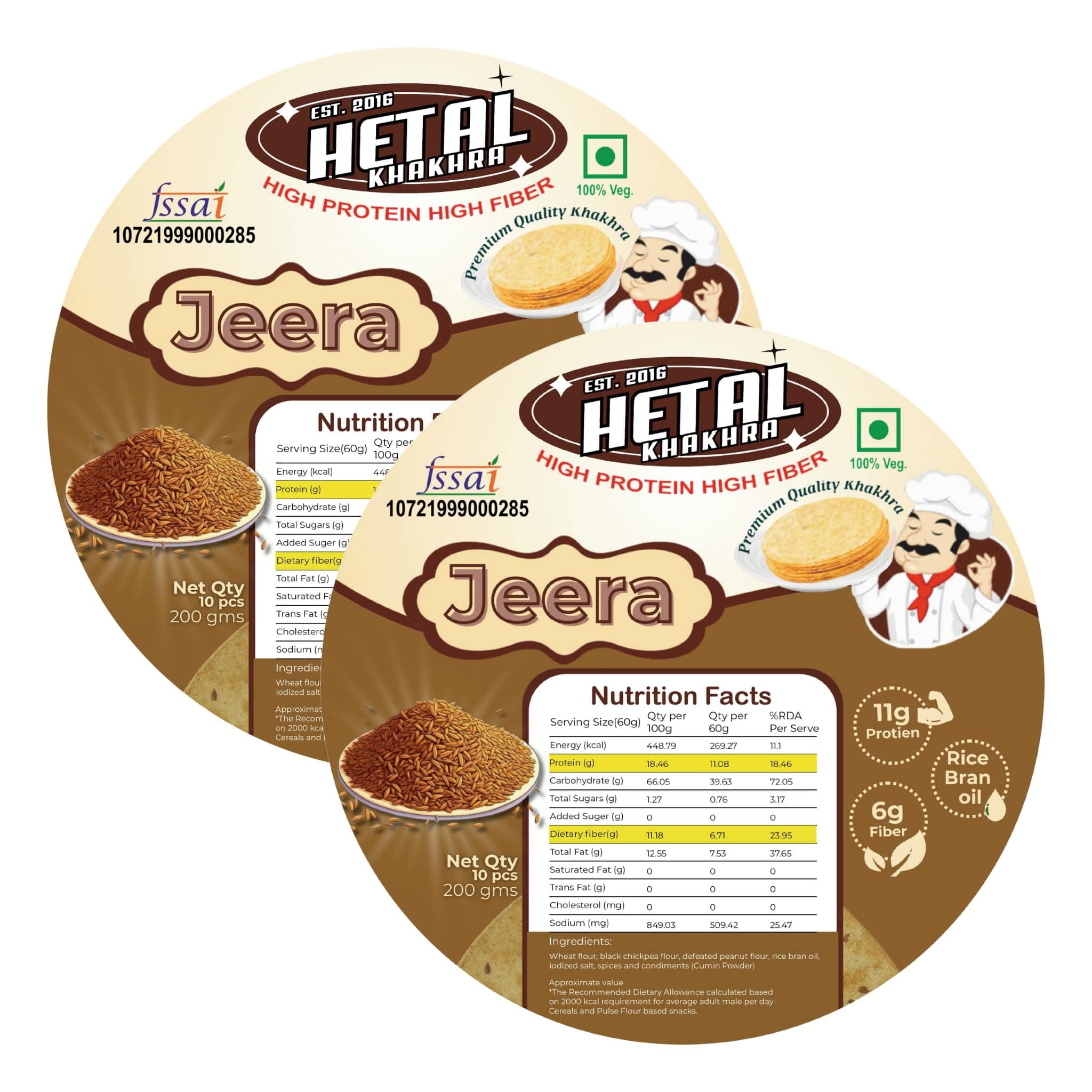 Jeera Khakhra | JAIN | Crispy | Ready To Eat | High Protein High Fiber| No Palm Oil | 200g Vacuum Pack Of 2 — image 2