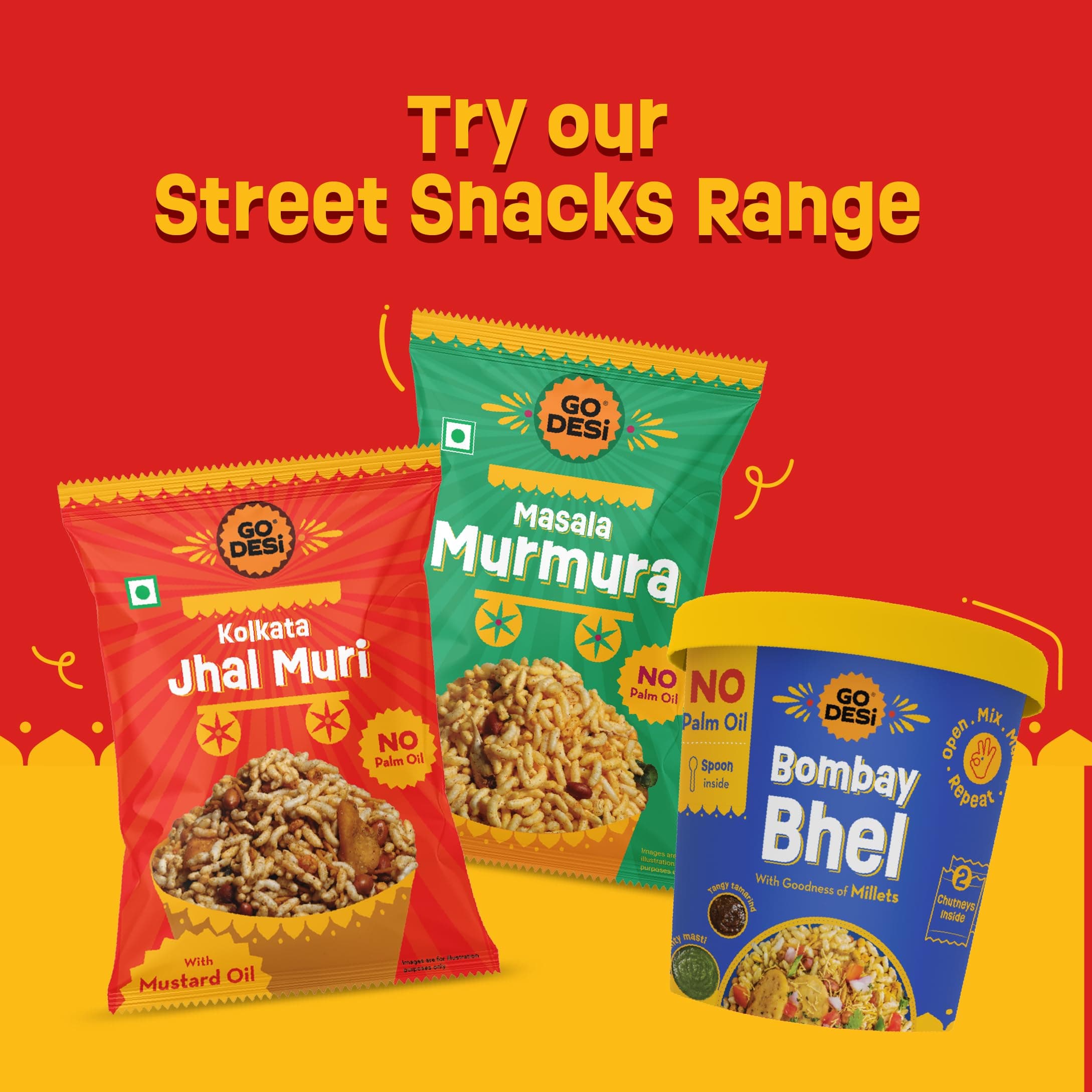 GO DESi Kolkata Jhalmuri Bhel, No Palm oil 100 grams pack of 2 — image 8