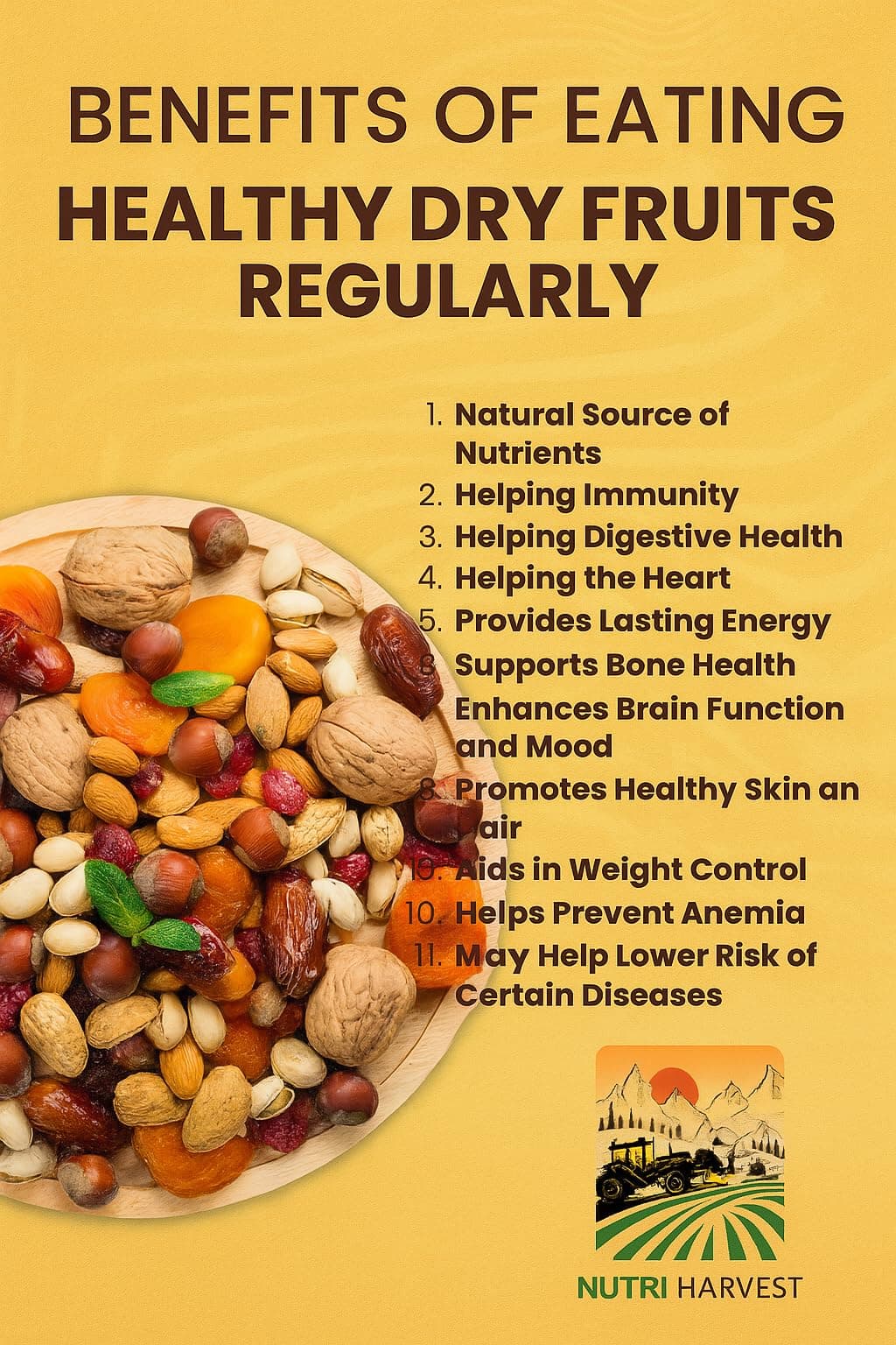 NUTRI HARVEST Premium Dry Fruits Mix pack (Panch Mewa Mix) , Natural Blend of Almonds, Cashews, Black and green Raisins and diced Dates| Fit for Fasting 2*250 (500gram)| (Re-sealable pack for freshness) — image 8
