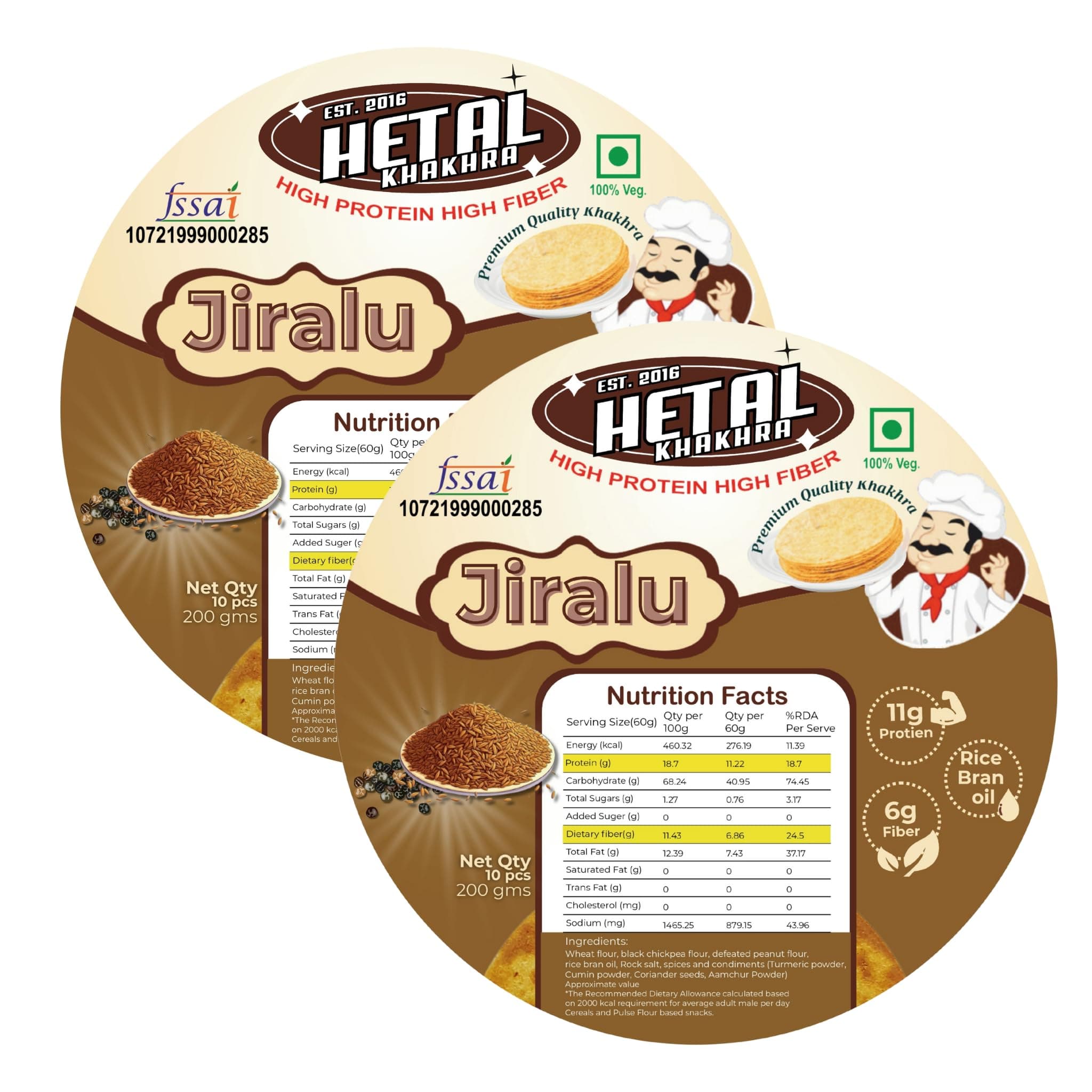 Jiralu Khakhra | JAIN | Crispy | Ready To Eat | High Protein High Fiber| No Palm Oil | 200g Vacuum Pack Of 2 — image 2